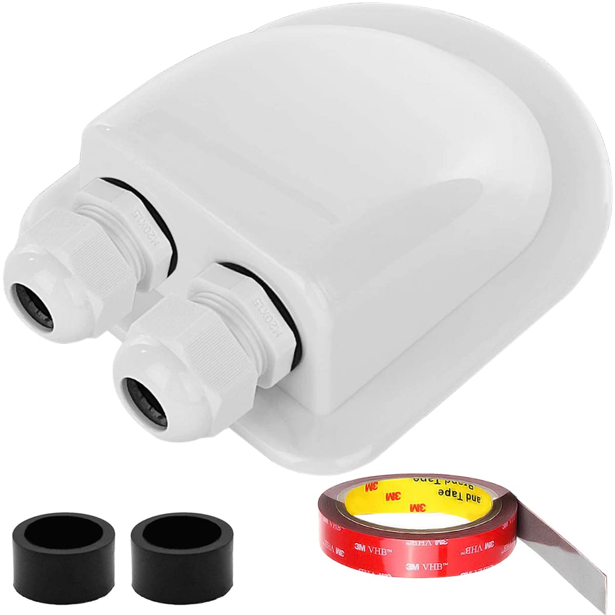 **DKARDU Solar Weatherproof ABS Cable Gland - IP68 Waterproof Double Entry for 3mm² to 12mm² Cables - Perfect for RV, Campervan, Boat, Caravan & Cabin Solar Projects | Outdoor & Marine Use**