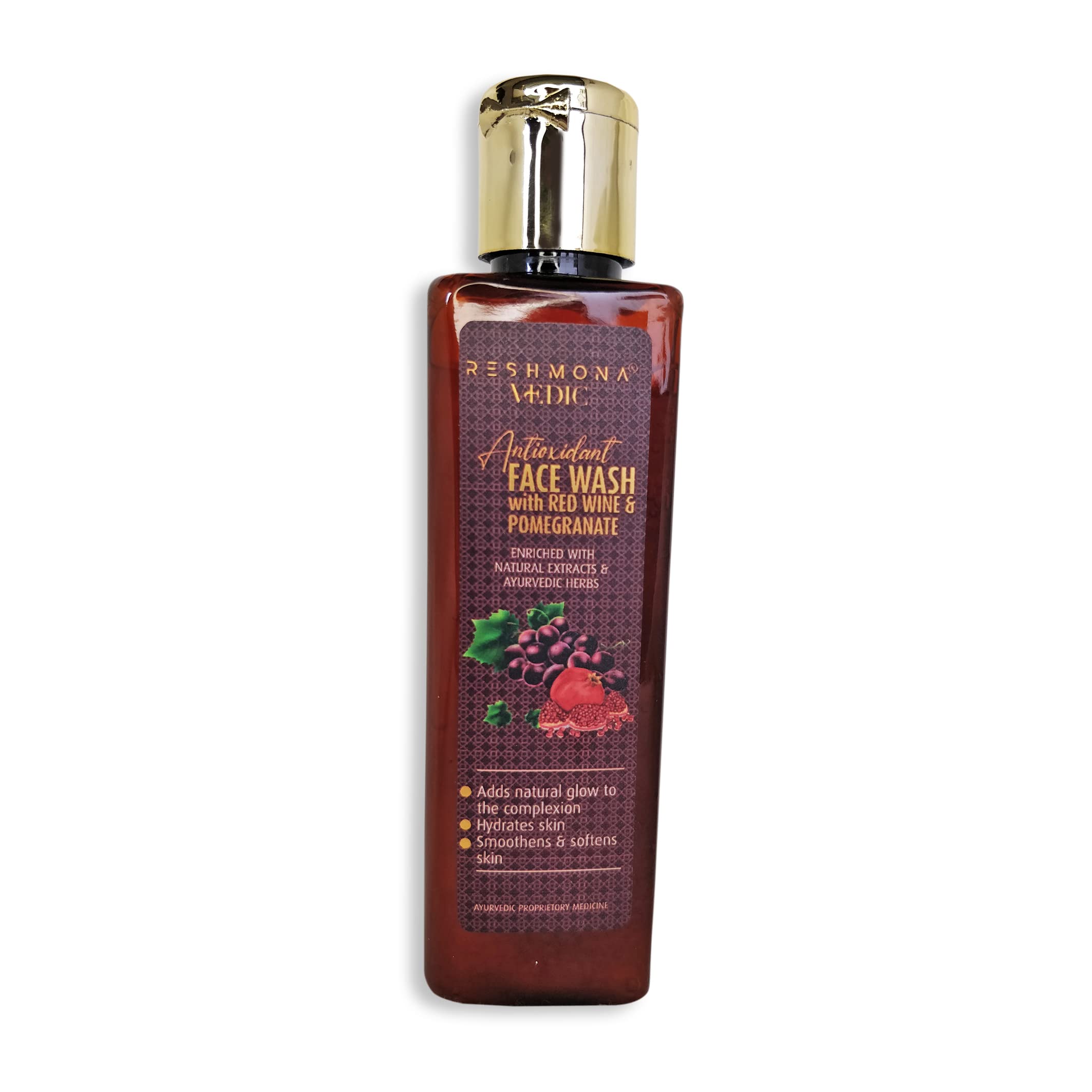 RESHMONA VEDIC Antioxidant Face Wash with Red Wine Extract & Herbal Blend | Anti-Aging Formula to Reduce Wrinkles & Nourish Skin | Rich in Antioxidants for Daily Skincare Routine