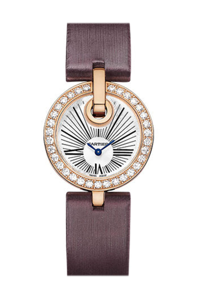 Cartier PM Captive Silver Dial Diamond Brown Satin Strap Ladies Watch WG600007 - Luxury Women's Watch for Formal Events & Special Occasions