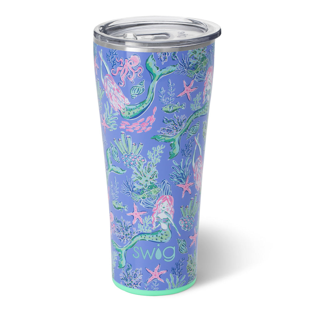 32oz Under the Sea Themed Insulated Tumbler Cup - Double Wall Vacuum Stainless Steel Water Bottle for Beach, Pool, Summer Drinks & Outdoor Activities