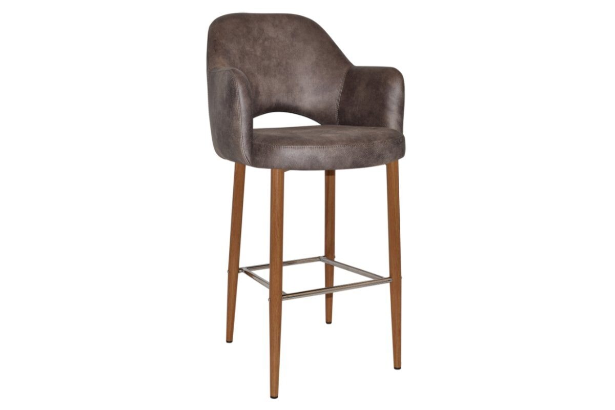 EZ Hospitality Avalon Stool with Arms - Light Oak Finish - 750mm Seat Height - Perfect for Kitchen Islands, Bars & Commercial Settings