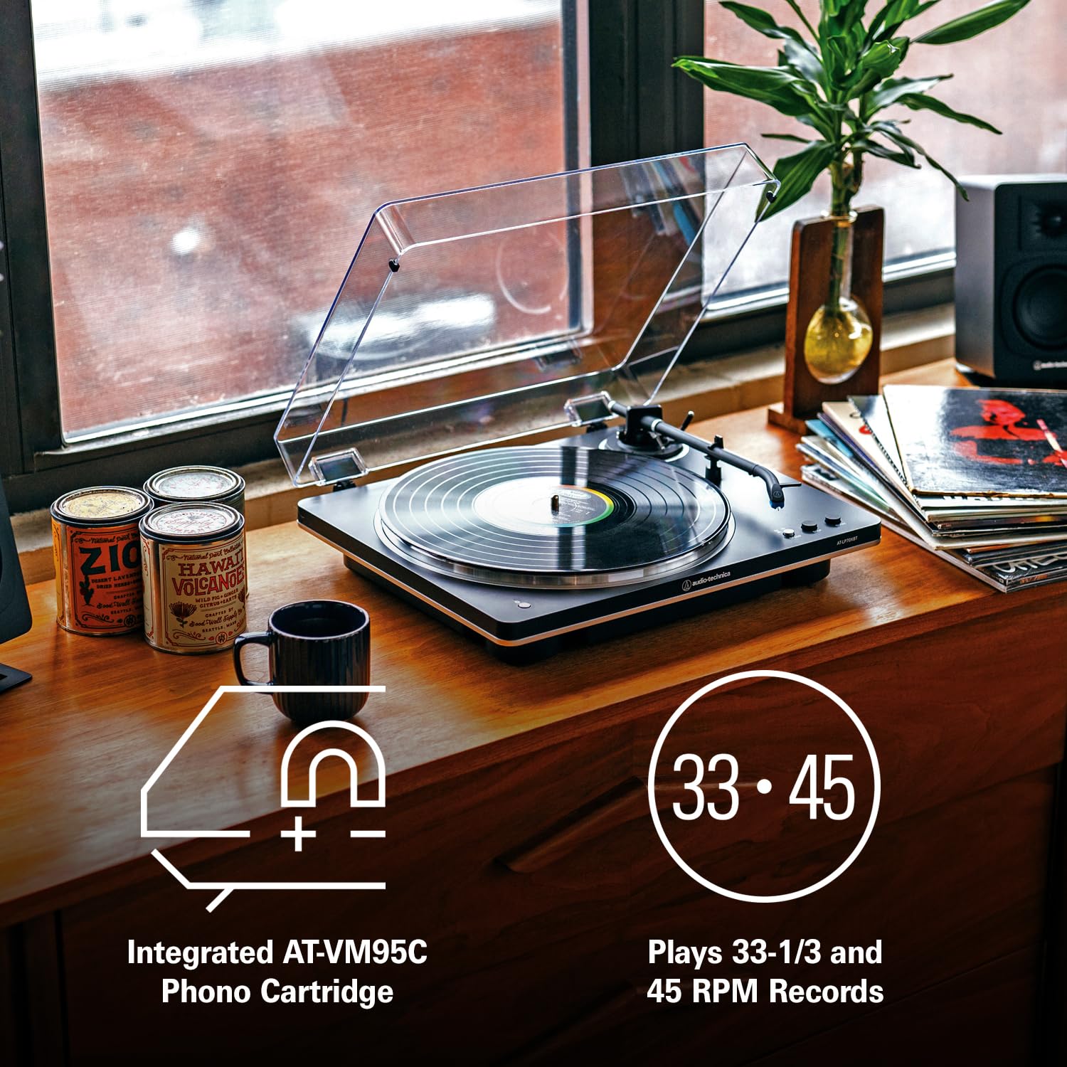 Audio-Technica AT-LP70XBT Fully Automatic Wireless Belt-Drive Turntable with Bluetooth - Black/Bronze Vinyl Record Player for Home & Studio Use | Perfect for Music Lovers & DJs