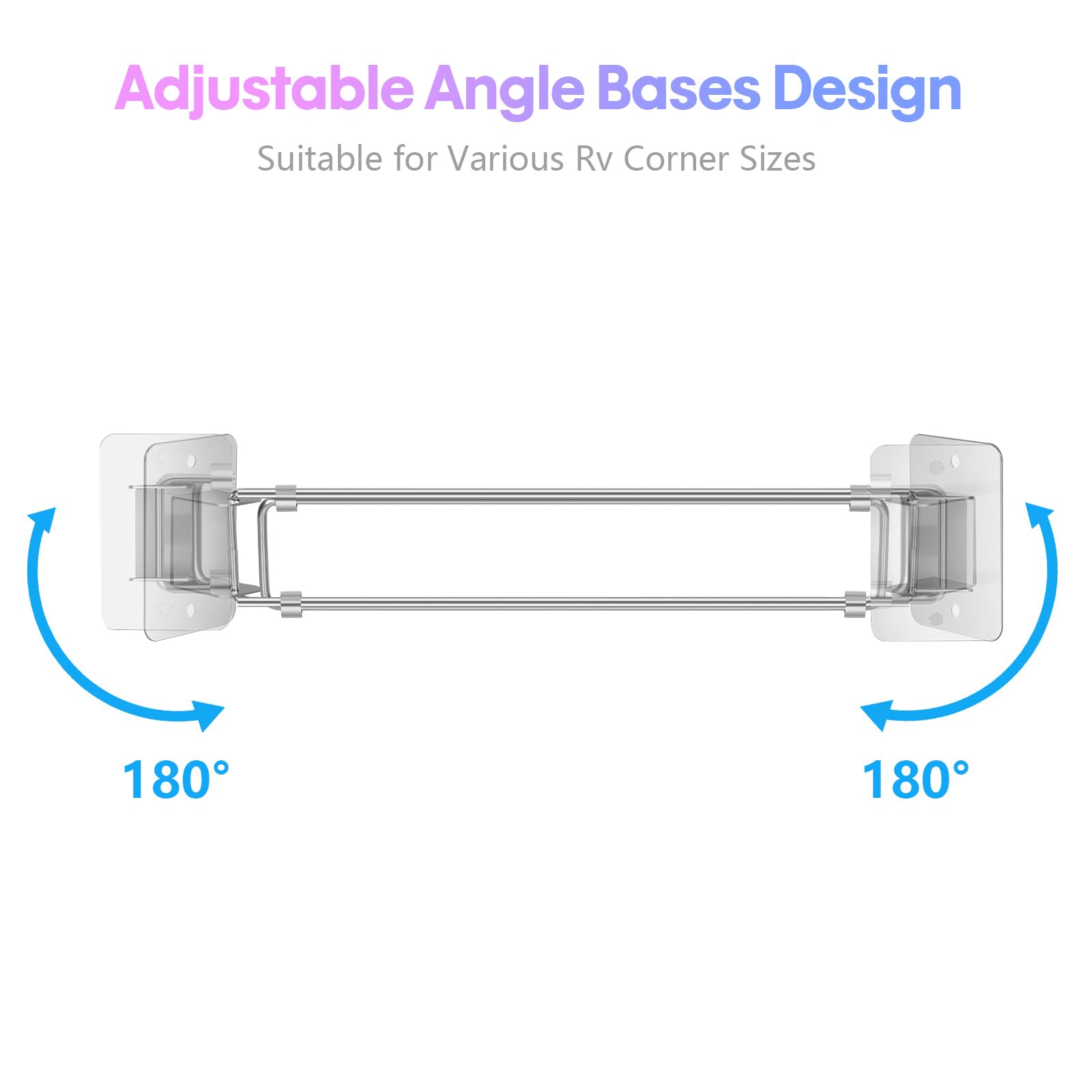 Adjustable Stainless Steel RV Shower Tension Rod with 6 Hooks - Space-Saving Bathroom Organizer for RV, Camper, Travel Trailer & Boat - Perfect for Storing Toiletries, Towels & Shower Accessories