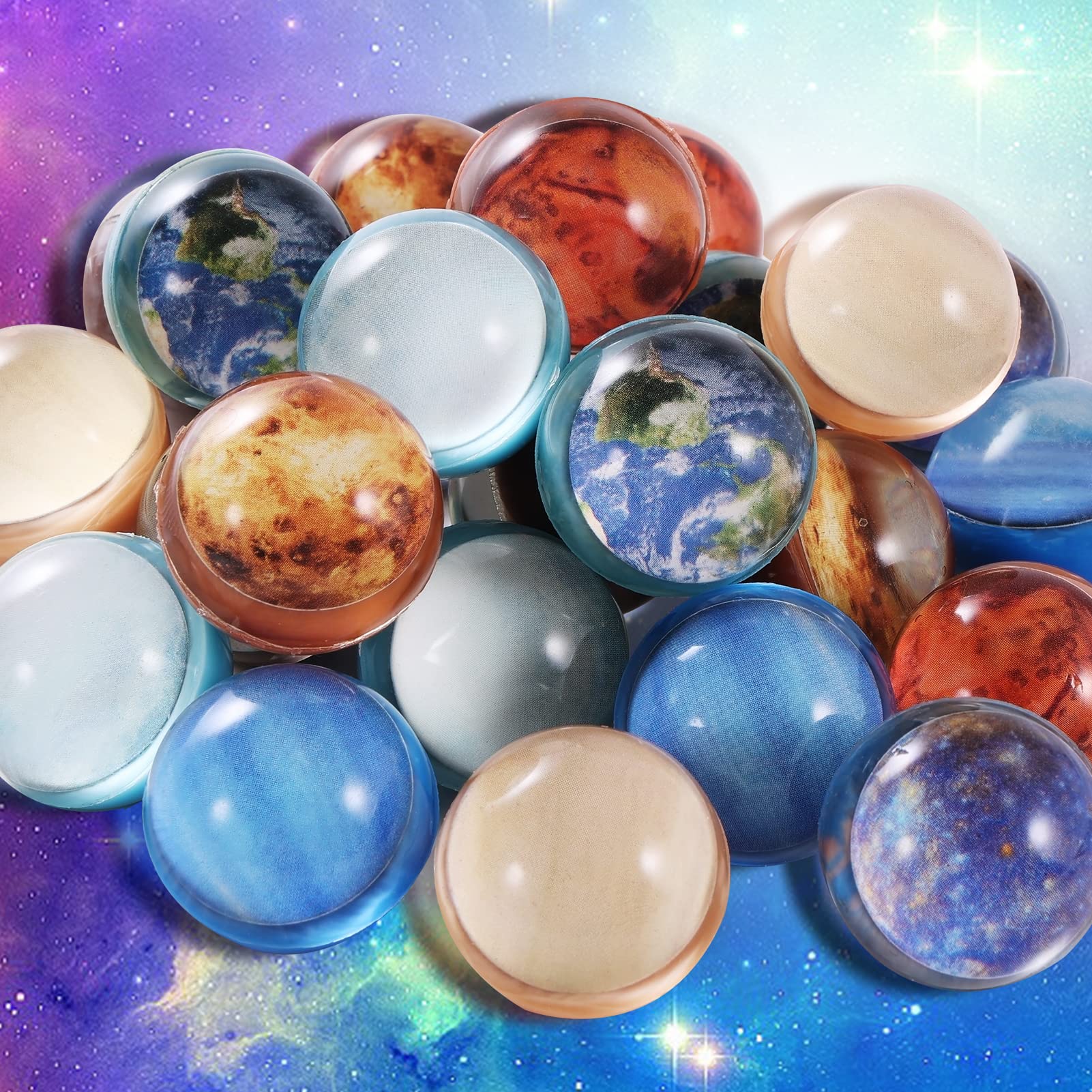 24PCS Solar System Bouncy Balls - 8 Planets Themed Party Favors for Kids, 32mm Space-Themed Balls for Birthday Gifts, Classroom Rewards & Science Learning Toys