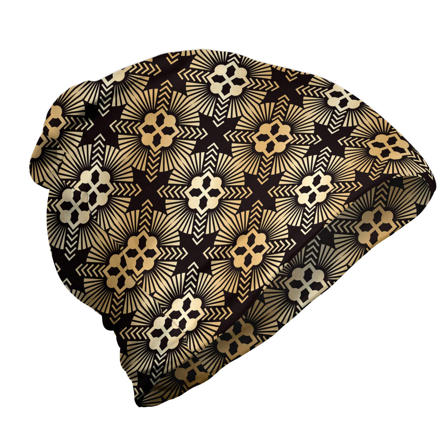 Ambesonne Unisex Beanie - Retro Palmette Design Winter Hat for Men & Women - Warm Knit Beanie for Hiking, Camping & Outdoor Activities in Cold Weather