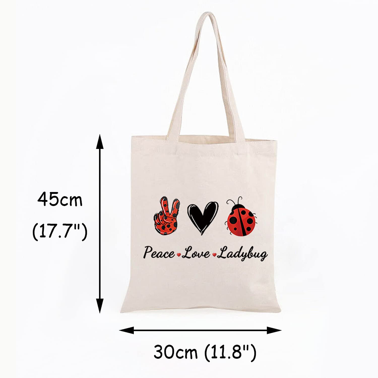 JXGZSO Lucky Ladybug Makeup Bag with Zipper - Cute Cosmetic Pouch for Women, Perfect Gift for Travel, Home & Office Organization | Peace Love Ladybug Design