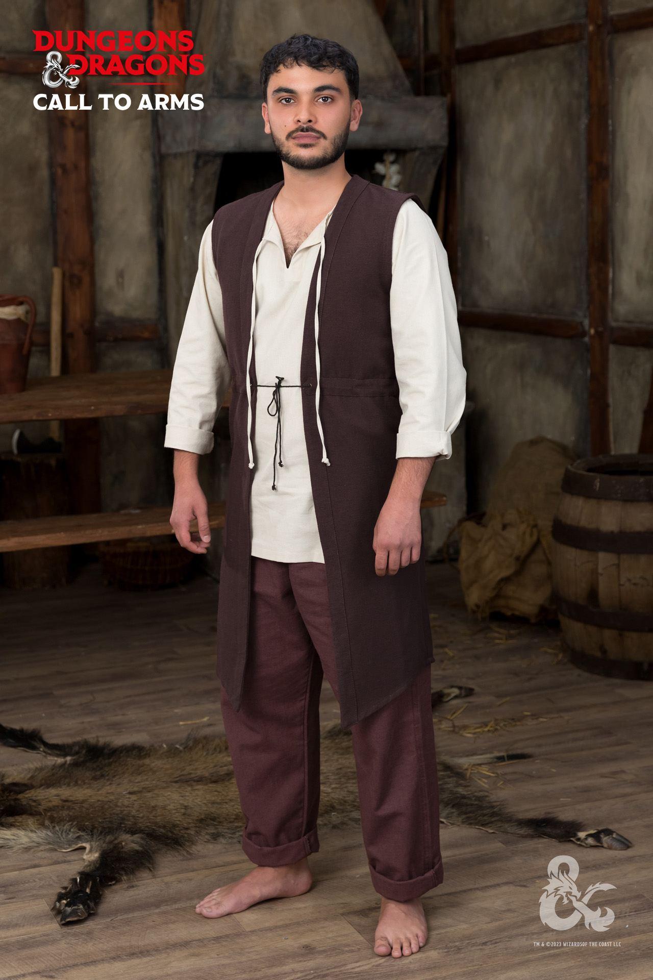 Dungeons & Dragons Druid Long Vest Brown - Fantasy Cosplay Costume for LARP, Halloween & Roleplaying Games