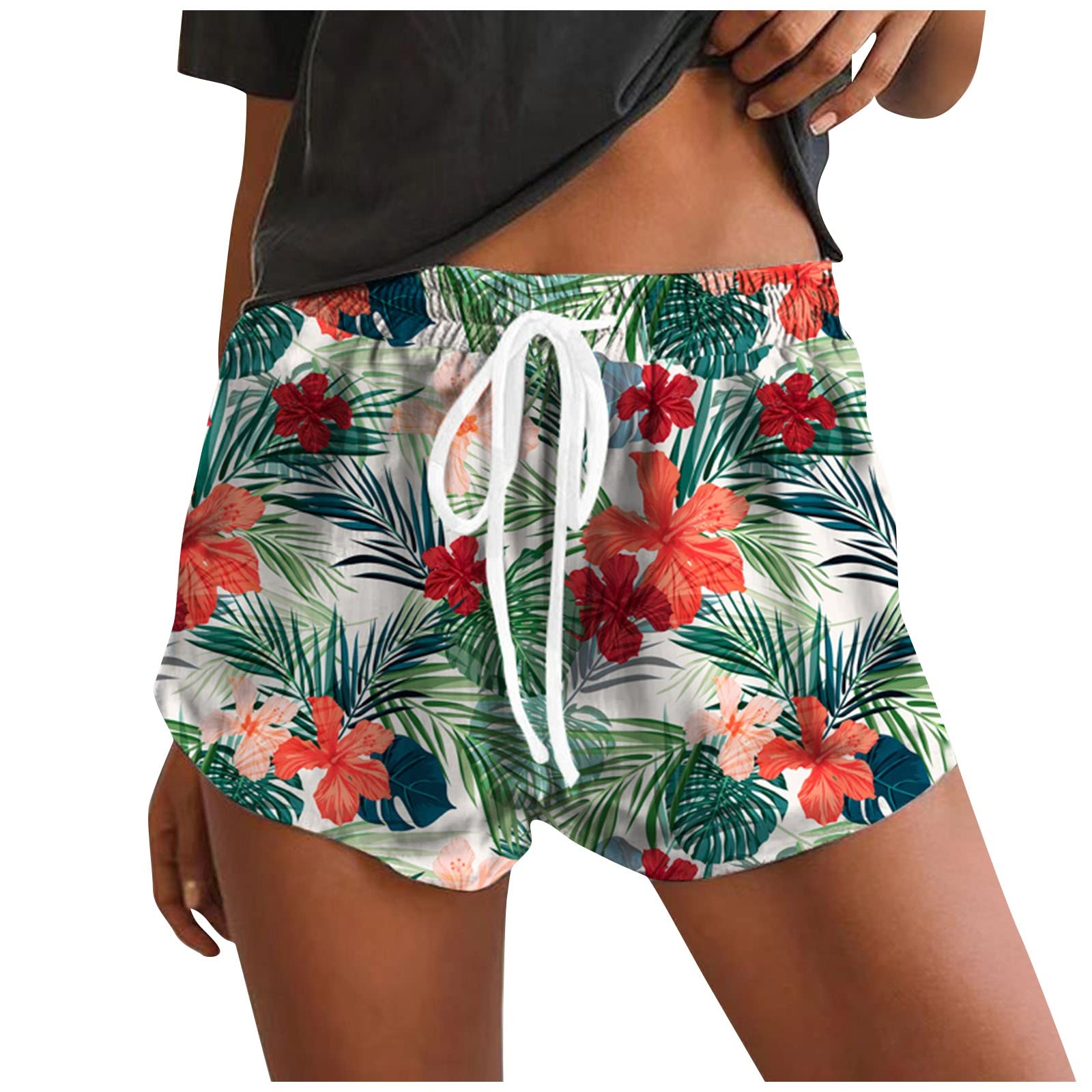 LIHUAK Women's Printed Drawstring Quick-Dry Beach Pants - Casual Summer Shorts for Swimming, Yoga & Vacation | Lightweight Comfortable Travel Shorts