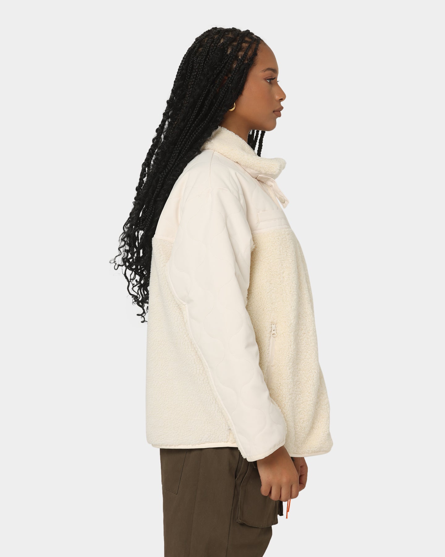 Adidas Women's Sherpa Jacket - Cozy Fleece-Lined Winter Coat, Wonder White - Perfect for Outdoor Activities & Casual Wear