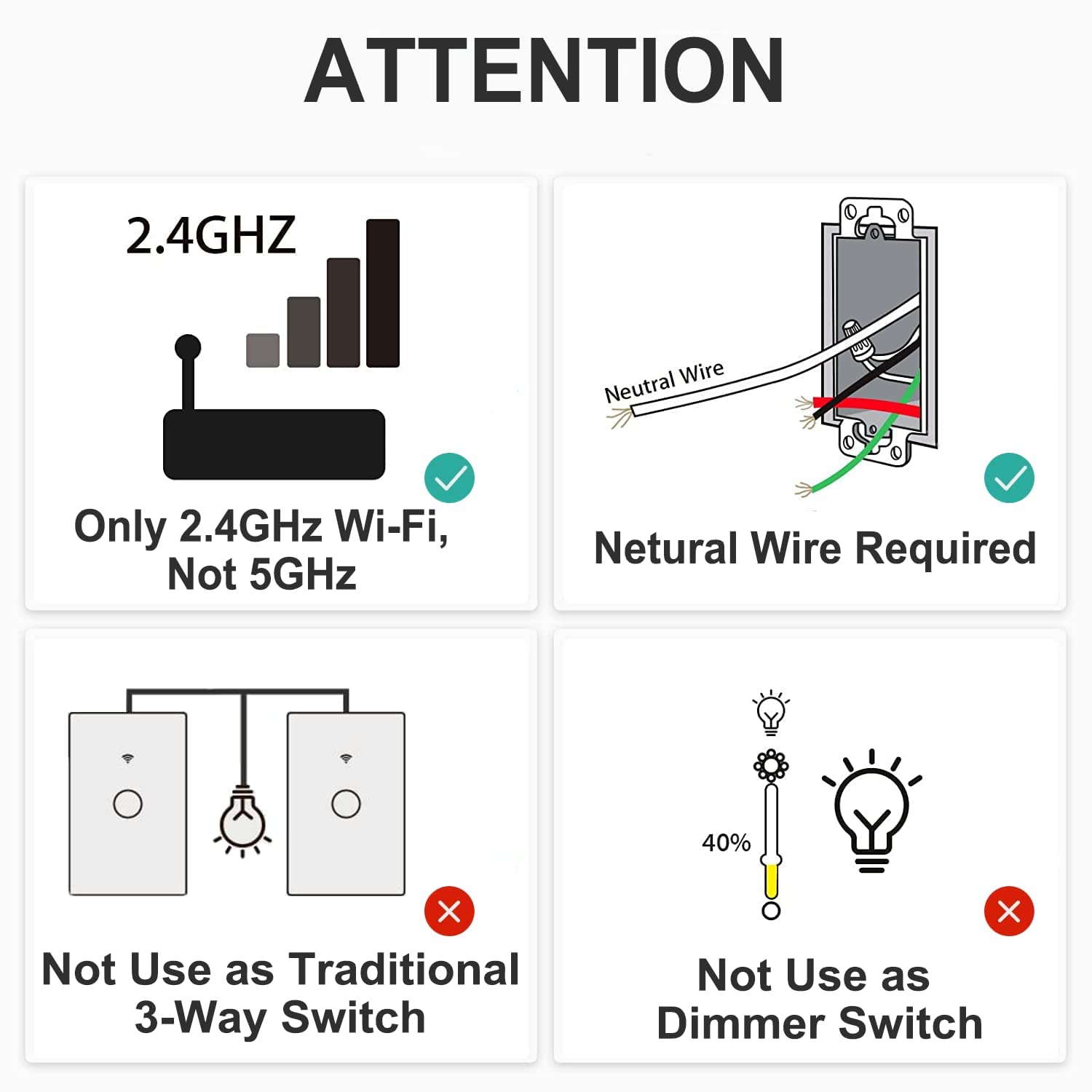 WiFi Smart Wall Light Switch - White, Tempered Glass Panel Touch Switch, 2 Gang for 1 Gang Box, Timer Function, Wireless Lighting Control for Home Automation & Smart House (Works with Alexa & Google Home)