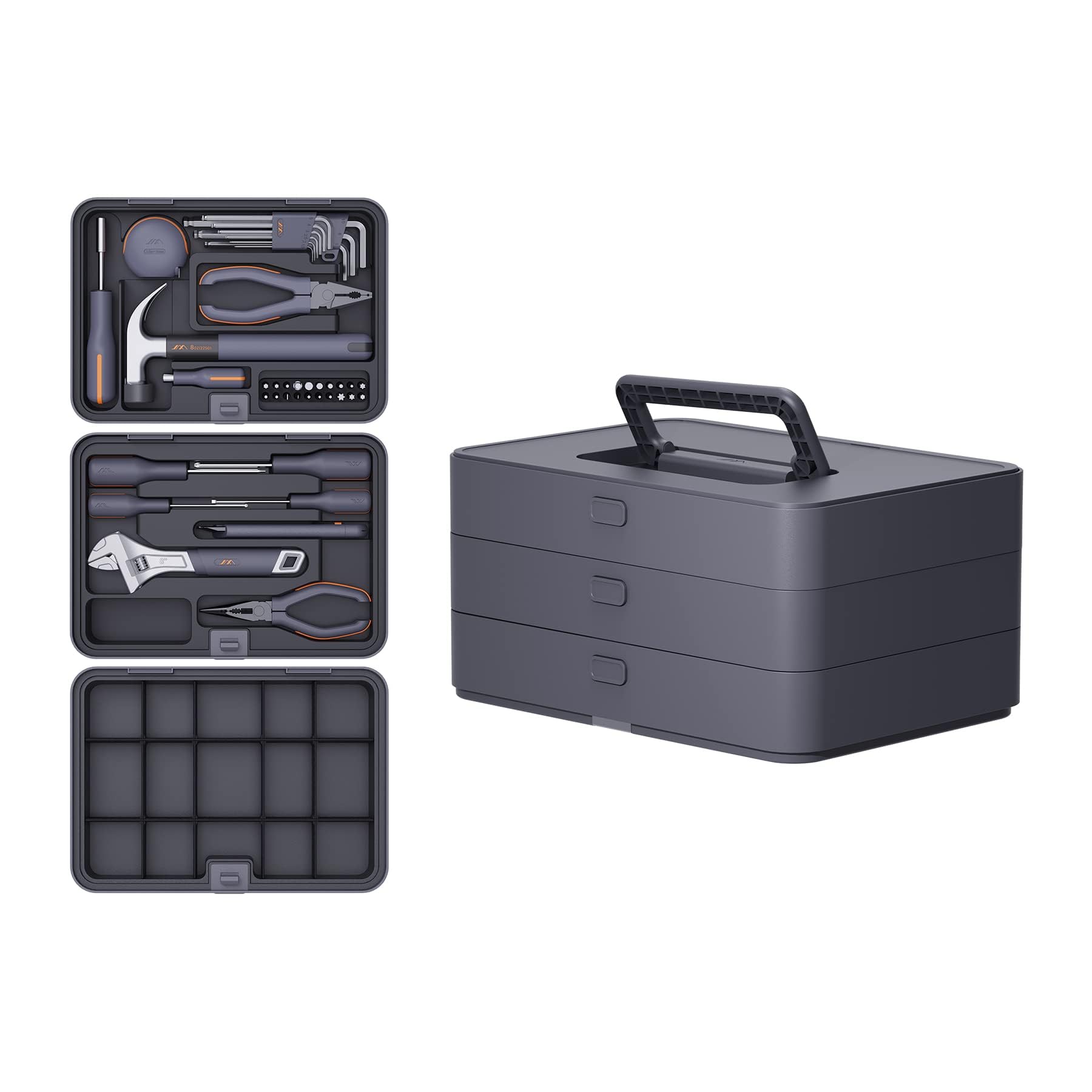 JIMIHOME 67-Piece Home Repair Tool Kit with X Tray - Essential Hand Tools for Household Maintenance, Auto Repair & DIY Projects - Perfect for Homeowners, Mechanics and DIY Enthusiasts