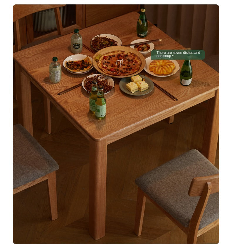 Solid Oak Wood Modern Square Dining Table - Perfect for Small Spaces, Apartments & Contemporary Home Decor