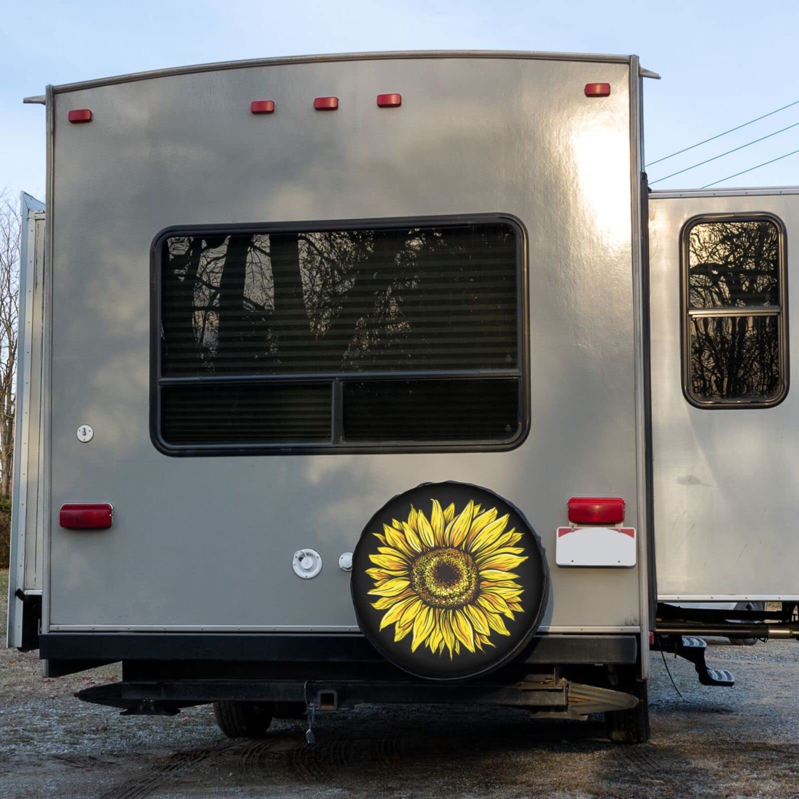Premium Yellow Sunflower Spare Tire Cover - Waterproof & Dustproof 15 Inch Wheel Cover for RV, Trailer, SUV, Truck - Perfect for Camping & Road Trips