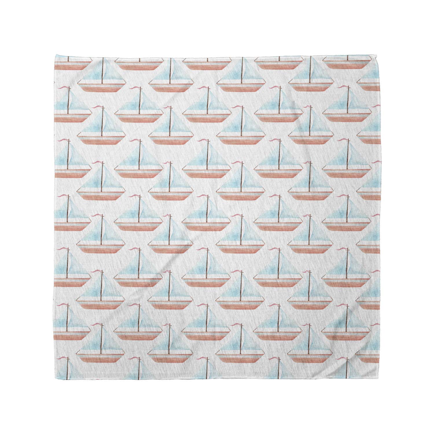 Ambesonne Sailboat Unisex Bandana - Cartoon Sailboat Design in Burnt Sienna & Pale Blue | Perfect for Outdoor Activities, Beach Trips & Summer Fashion Accessories