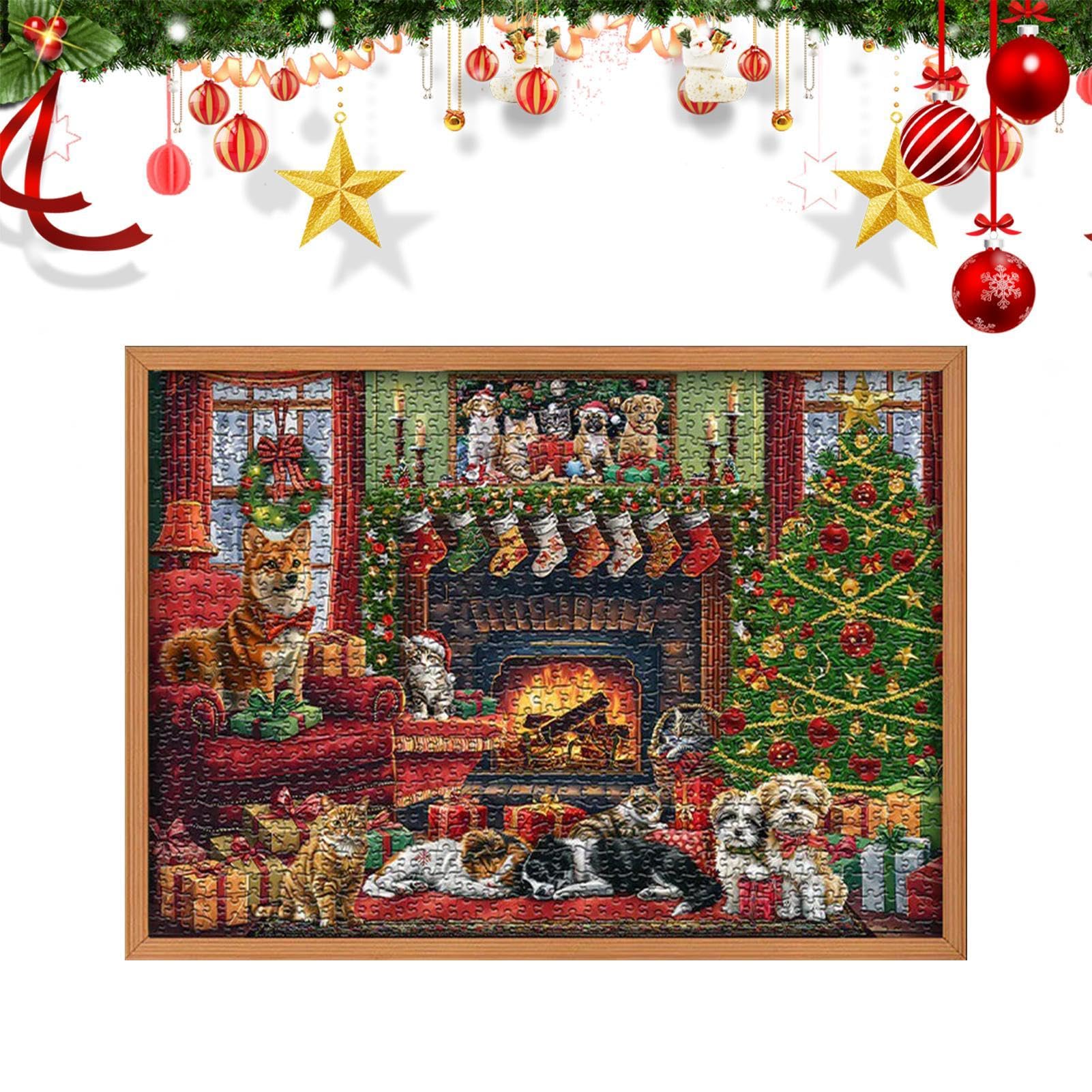 1000-Piece Vintage Christmas Countdown Puzzle Advent Calendar - 24-Day Holiday Dog Puzzle for Adults & Families | Perfect for Holiday Decor, Gift Giving & Cozy Winter Nights