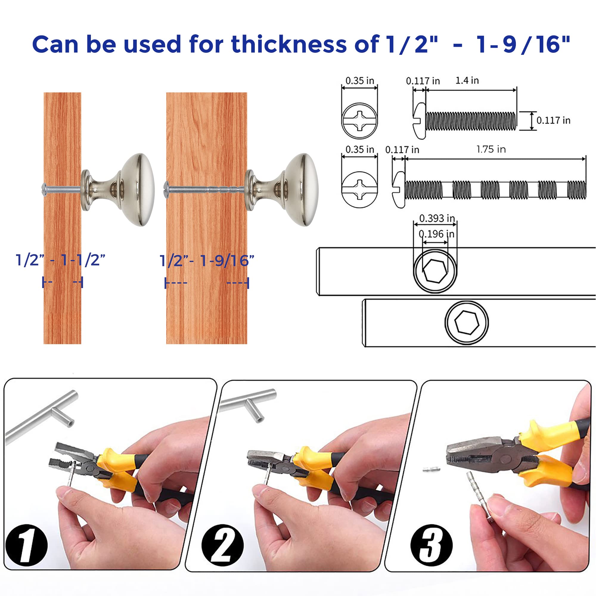 15 Pack Satin Nickel Cabinet Knobs & Drawer Pulls - Brushed Nickel Dresser Handles for Kitchen Cabinets, Cupboards & Furniture (Ideal for Home Renovation & DIY Projects)