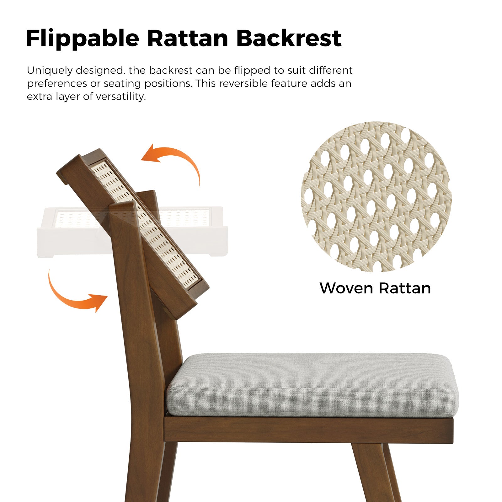 Elazar Modern Woven Rattan Dining Chair with Backrest - Indoor/Outdoor Use - Patio, Dining Room, Kitchen, Restaurant - Comfortable & Stylish Seating Solution