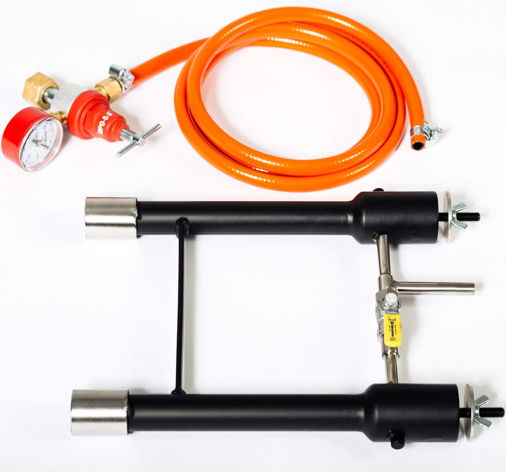Professional DFP 160,000 BTU Dual Gas Burner with Ball Valve & Air Choke - Propane Forge Furnace for Blacksmithing, Knife Making, Foundry & Metalworking - Ideal for Raku Kiln, Farrier & DIY Projects
