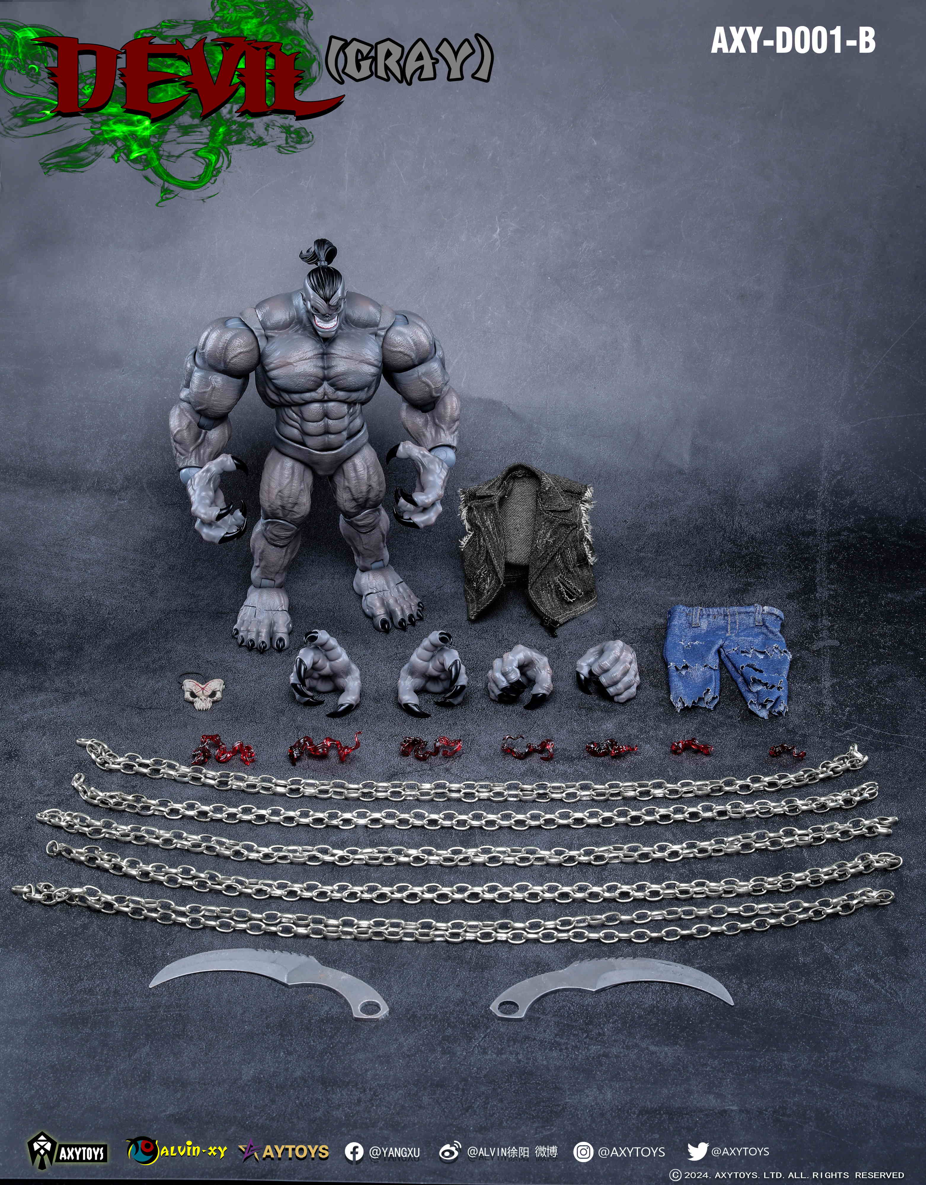 Pre Order AxyToys 1/12 Scale 20CM Devil Action Figure - Red & Grey Versions for Collectors and Display | Perfect for Anime Fans, Cosplay Props, and Model Photography