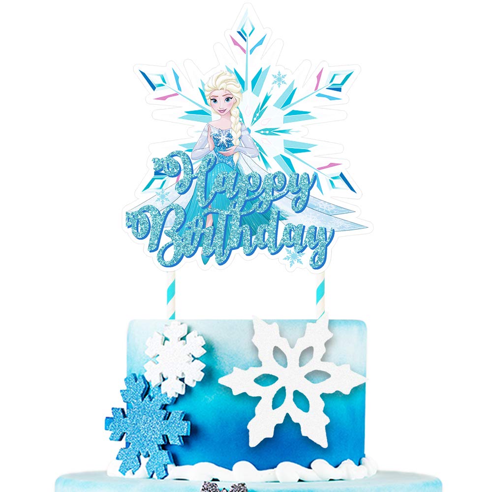 Frozen Cake Toppers - 12PCS Ice Princess Birthday Cake Decorations for Girls, Perfect for Frozen Themed Parties, Baby Showers & Winter Celebrations