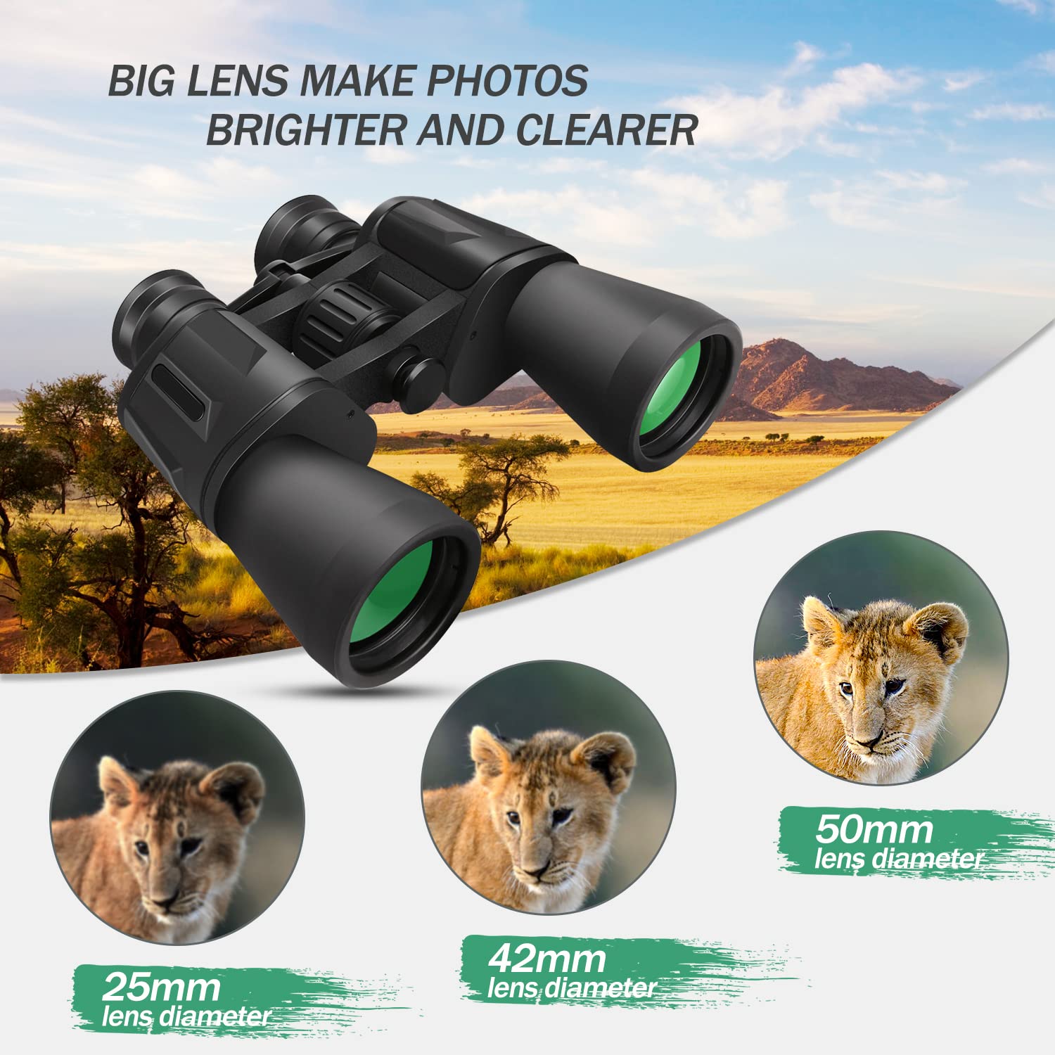 10x50 Binoculars for Adults - High Power Binoculars with Multi-Coated Optics for Bird Watching, Hunting, Travel & Outdoor Activities | Durable Full-Size Binoculars for Sightseeing, Sports Games, Concerts & Stargazing
