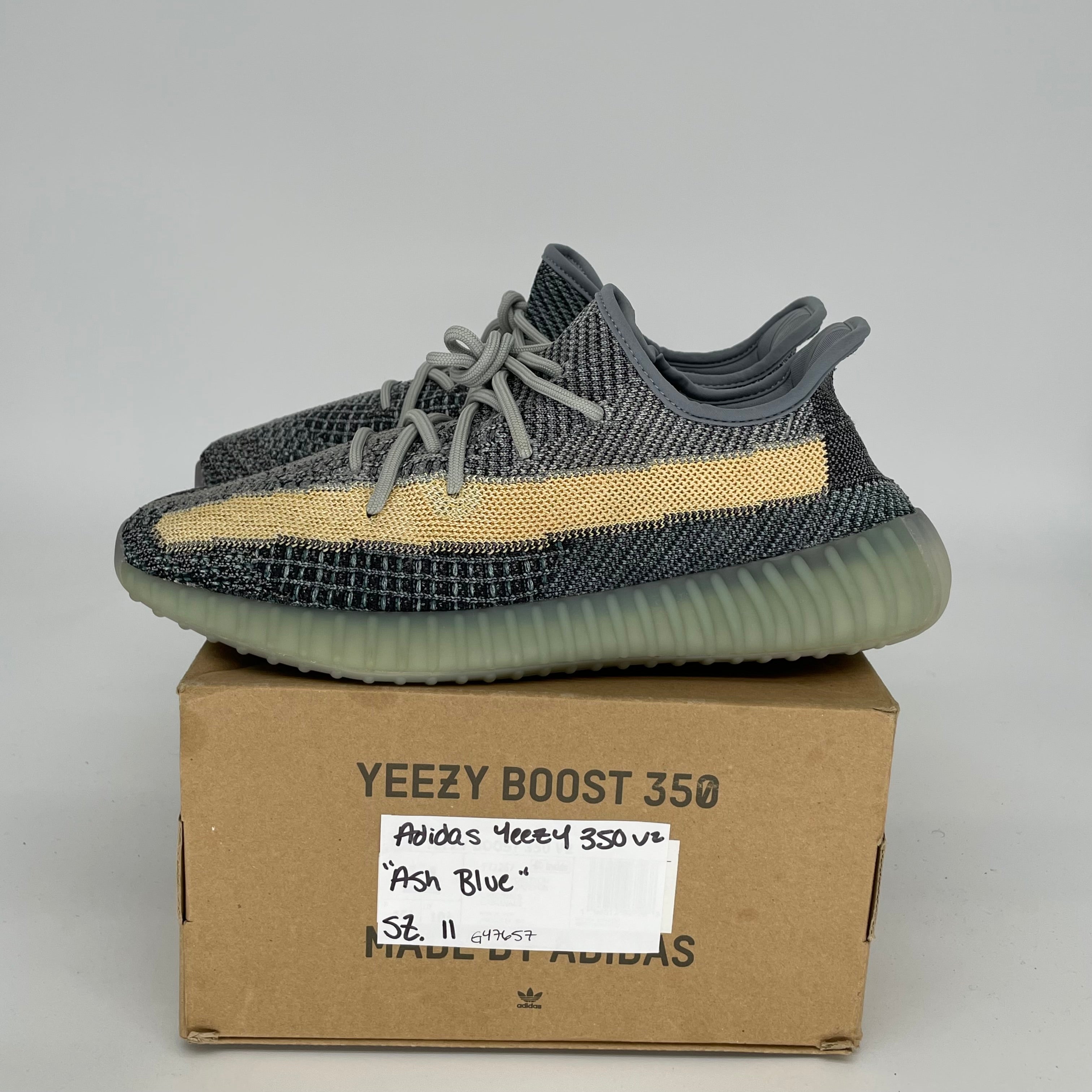 Adidas Yeezy Boost 350 V2 Ash Blue Sneakers - Men's Size 11 (GY7657) | Comfortable Running Shoes for Gym, Casual Wear & Street Fashion