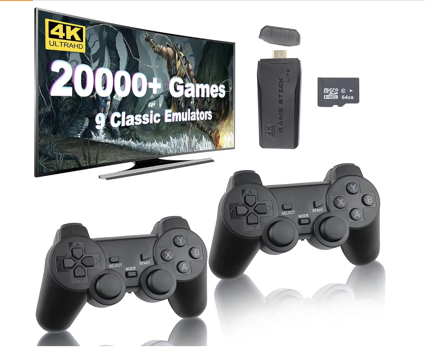 Retro Wireless Game Console with 10000+ Built-in Games - 9 Classic Emulators, Plug & Play HDMI Video Game Stick for Kids & Adults - Perfect for Family Game Nights & Nostalgic Gaming Experience