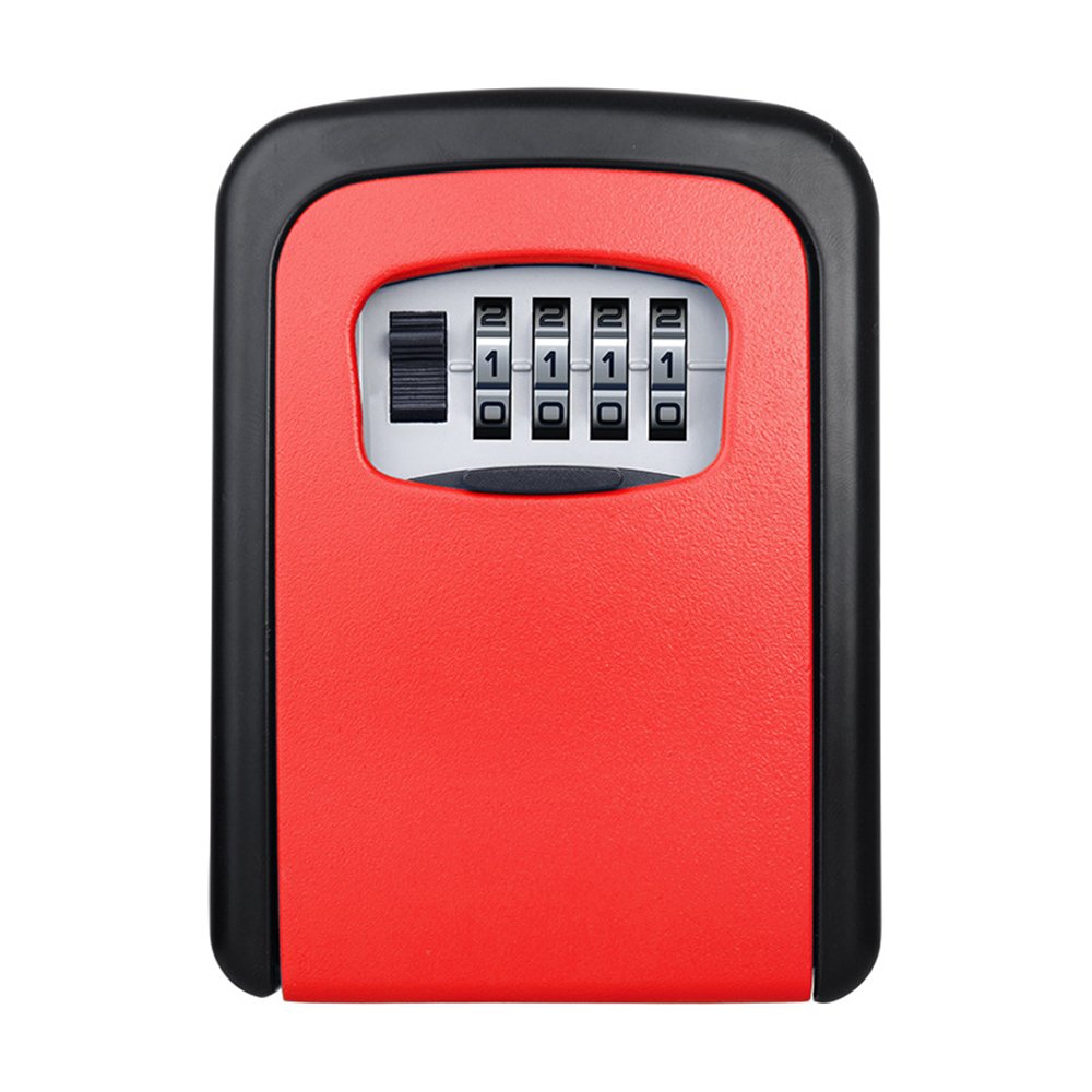 ELEOPTION 4 Digit Combination Key Lock Box - Wall Mount Safe Key Storage for Home, Office, Car & Outdoor Use | Weatherproof Key Locker with Secure Code Lock (Red) - Perfect for Vacation Rentals, Airbnb Hosts & Property Management