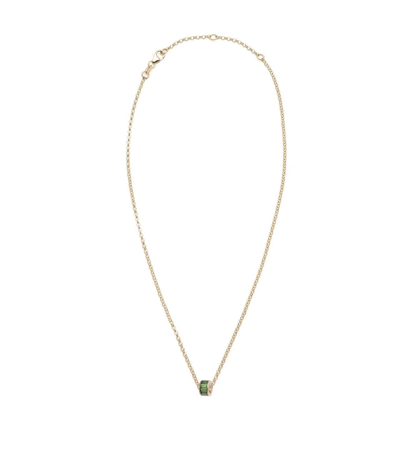 Baguette Tsavorite Heartbeat Fine Belcher Chain Necklace - Elegant Jewelry for Women, Perfect Gift for Valentine's Day, Anniversary & Romantic Occasions