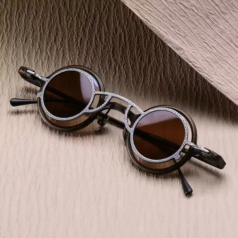 Stylish Unisex Black Titanium Round Eyeglasses with Clip-On Sunglasses - Perfect for Outdoor Activities, Driving, and Fashion Accessories