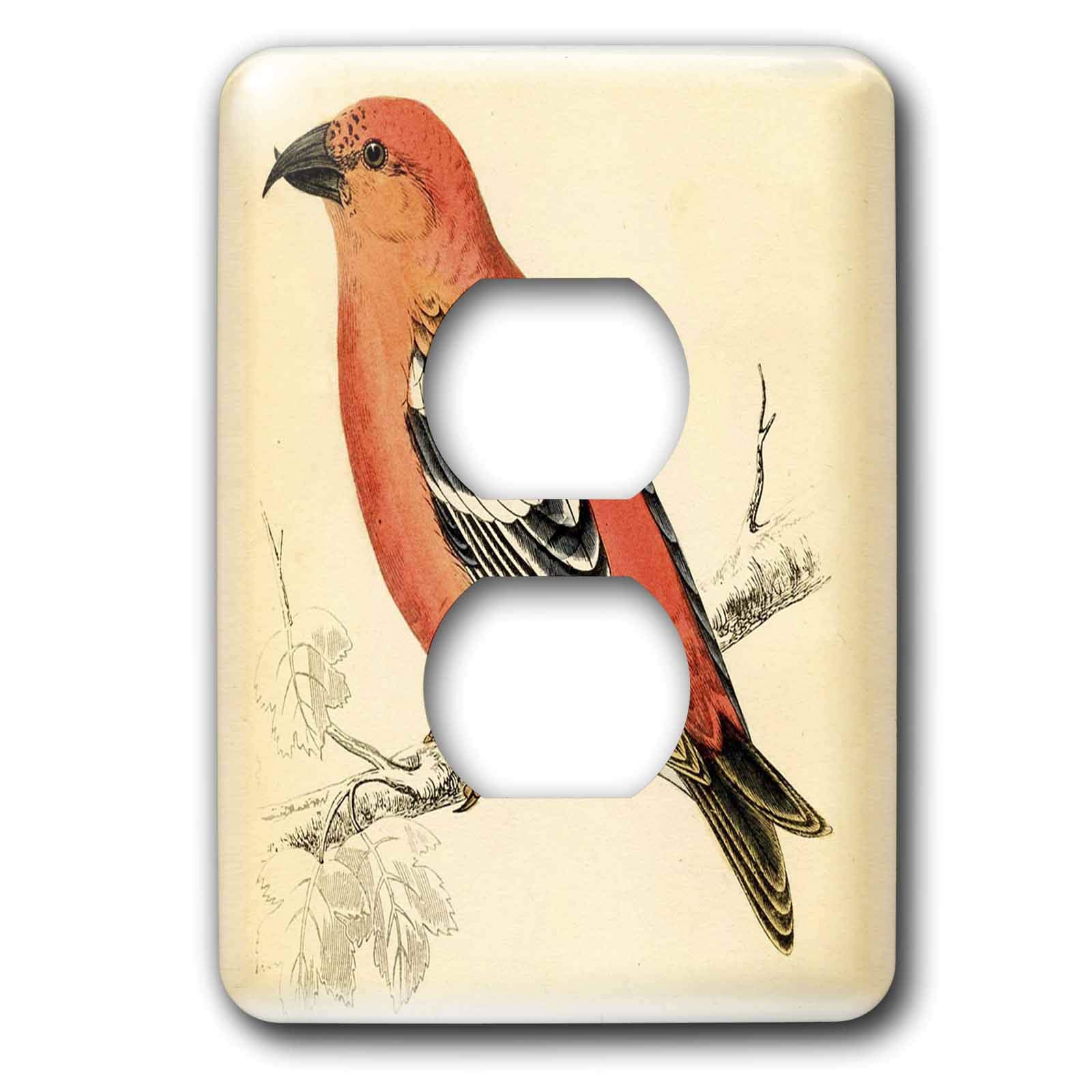 3D Rose Beautiful Salmon Color Vintage Bird Light Switch Cover - Decorative Wall Plate for Bedroom, Living Room, Bathroom & Kitchen Decor