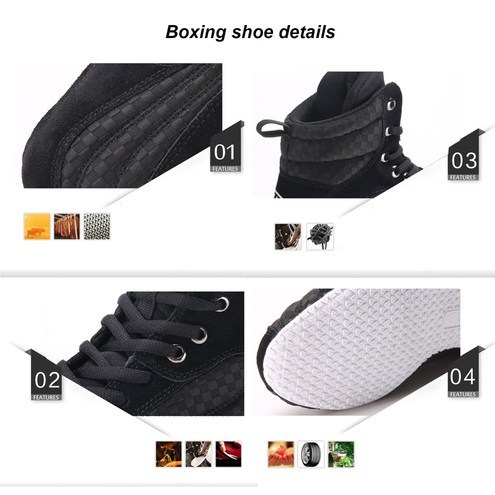 EMDPBD Professional Men's Boxing & Wrestling Shoes - Breathable Sparring Trainers for Boxing, MMA, Weightlifting & Bodybuilding (Black, Size 10) - Ideal for Gym Training & Combat Sports