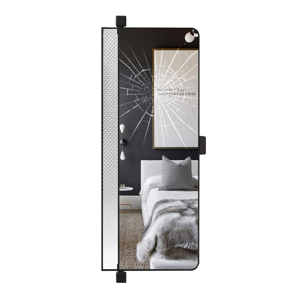Full-Length Wardrobe Mirror with Sliding & Rotating Design - Space-Saving Hidden Dressing Mirror 90x35/100x35 Inches - Black Frame Folding Mirror for Bedroom, Closet & Home Decor