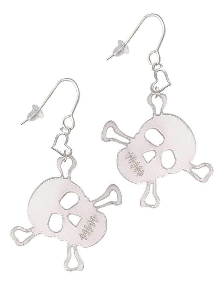 Delight Jewelry Acrylic Large Skull & Small Heart French Clip Earrings - Gothic Punk Fashion Accessories for Women, Perfect for Concerts, Parties, and Everyday Wear