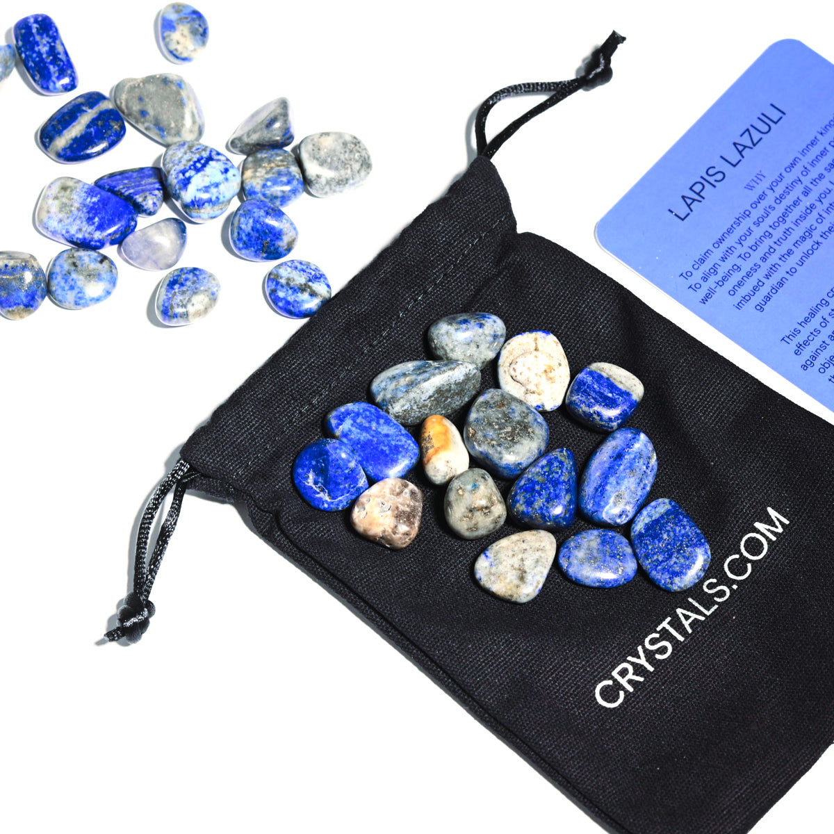 Natural Lapis Lazuli Tumbled Stones in Velvet Pouch - Healing Crystal Set for Meditation, Chakra Balancing & Jewelry Making