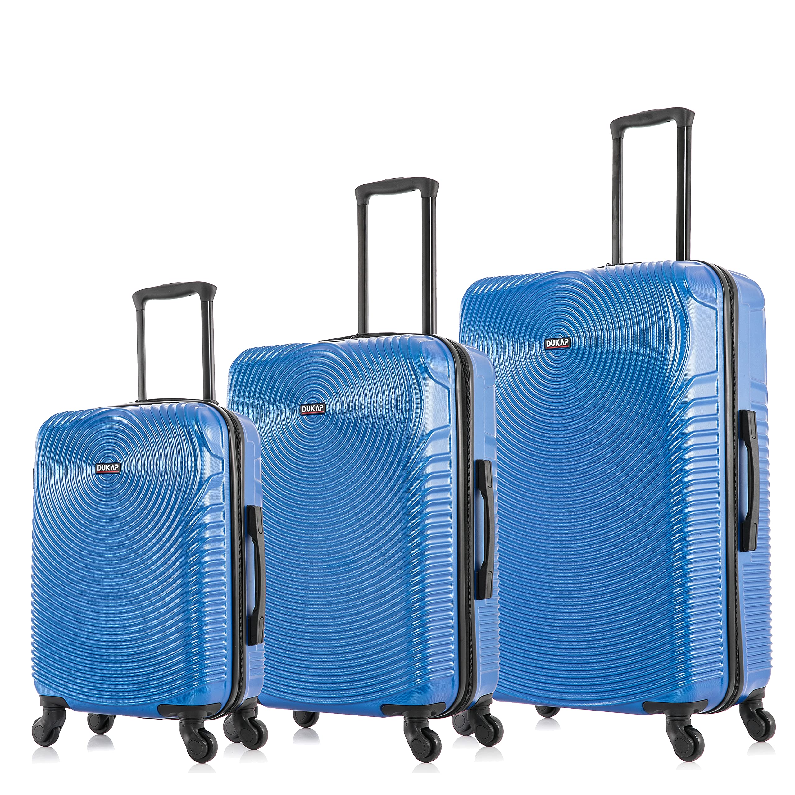 DUKAP INCEPTION 3-Piece Hardshell Luggage Set with Spinner Wheels - 20in, 24in, 28in Lightweight Durable Suitcases with Trolley Handle - Perfect for Air Travel, Business Trips & Family Vacations - Blue