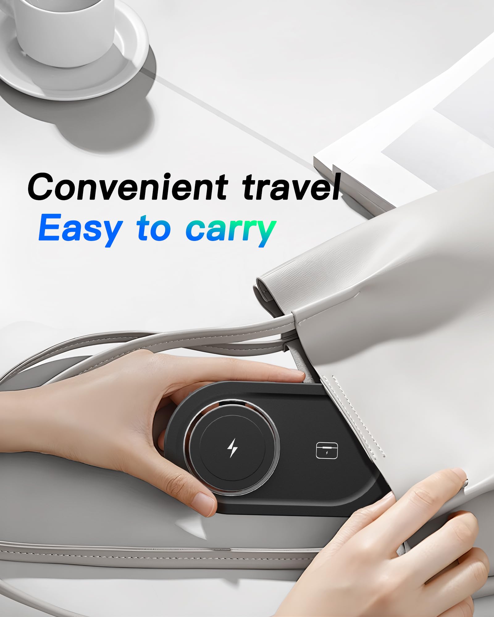 3-in-1 Magnetic Wireless Charger Stand for iPhone 16/15/14/13/12 Series, AirPods Pro & Apple Watch - Fast MagSafe Charging Station with Nano Technology - Perfect for Bedside, Office Desk & Travel (Black)