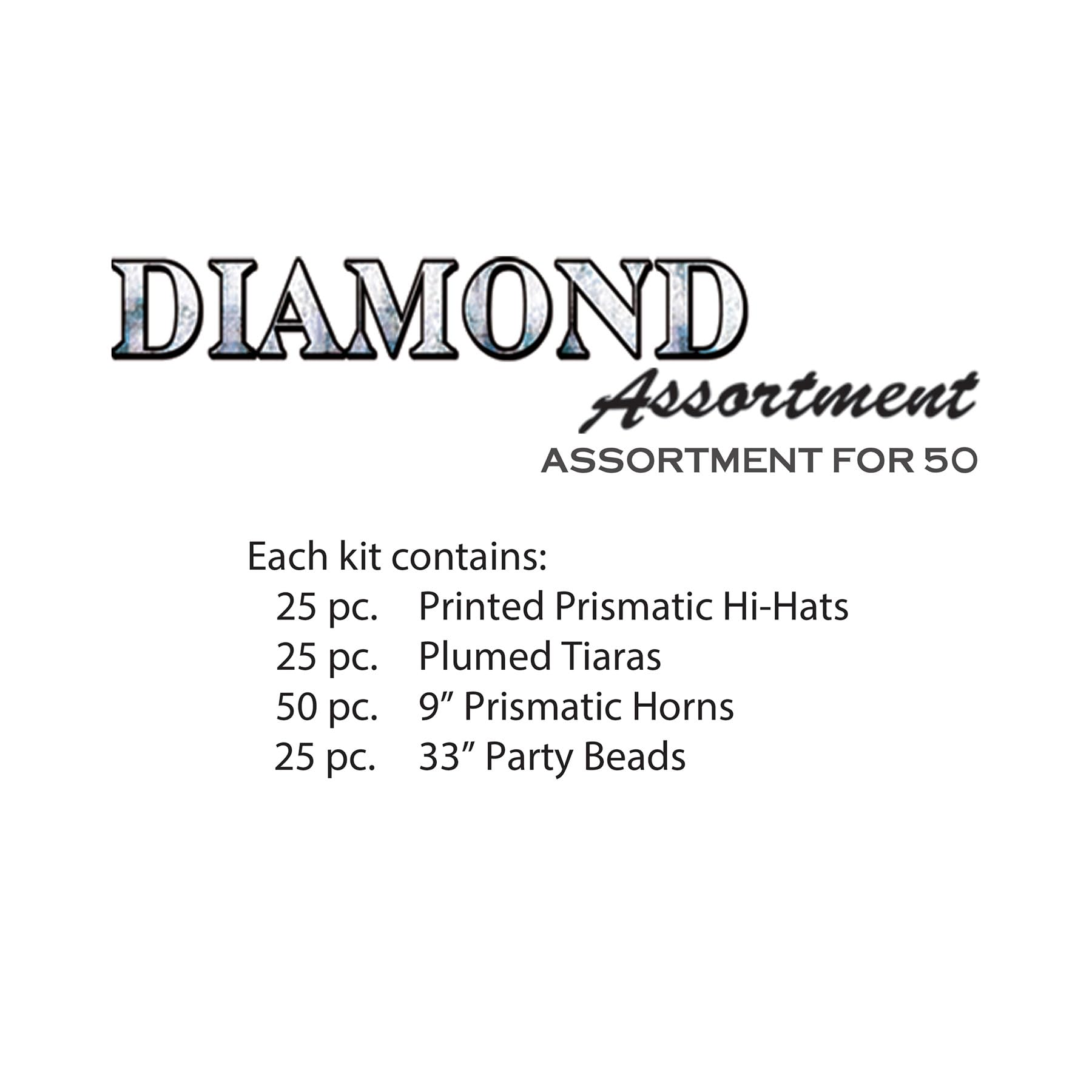 50-Piece New Year Diamond Party Accessories Set - Glittering Decorations for NYE, Birthday & Special Events (1 Count)