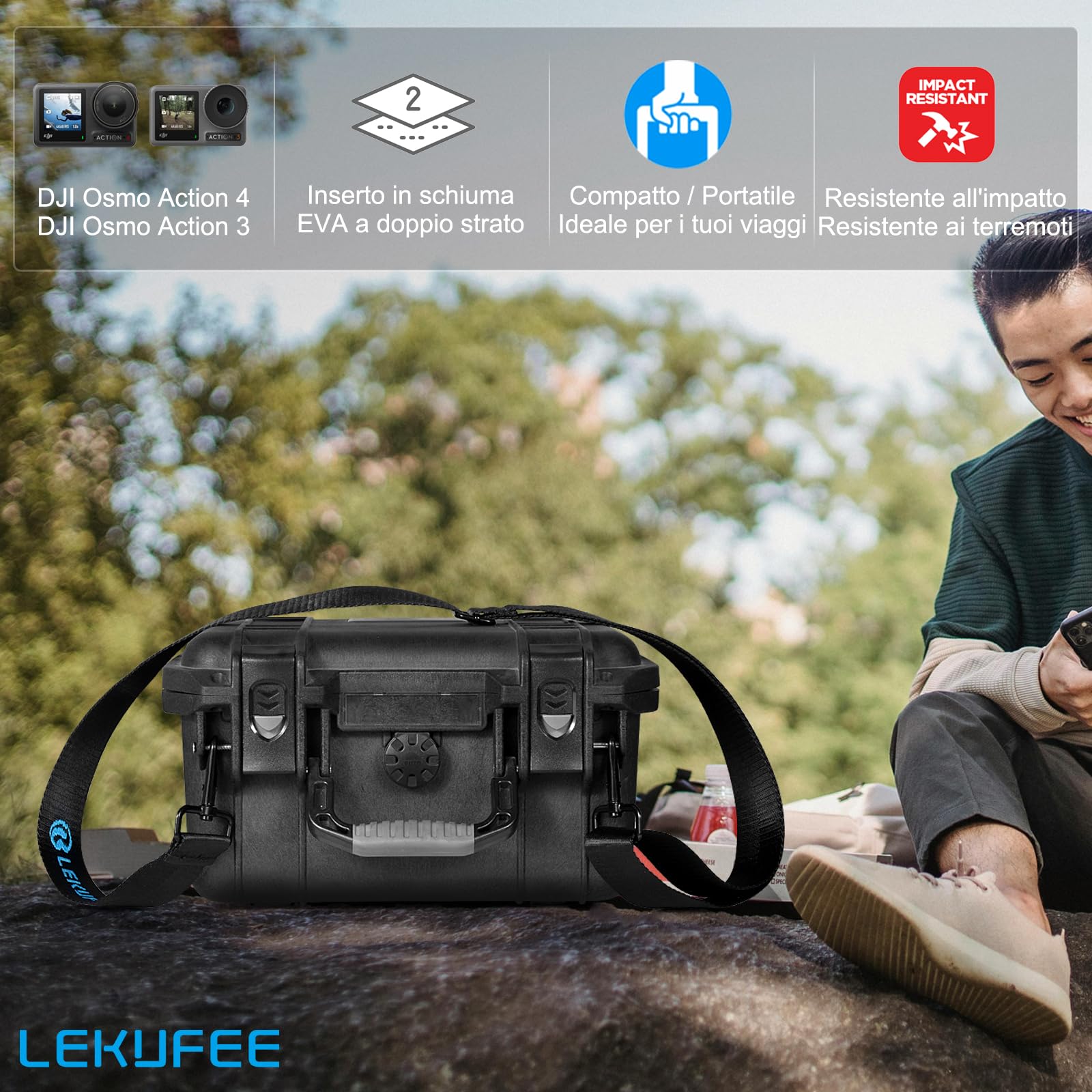Waterproof Hard Case for DJI Osmo Action 5 Pro/4/3 Action Camera - Protective Storage Box for Standard & Adventure Combo Accessories (Case Only) - Perfect for Travel, Outdoor Adventures & Gear Protection