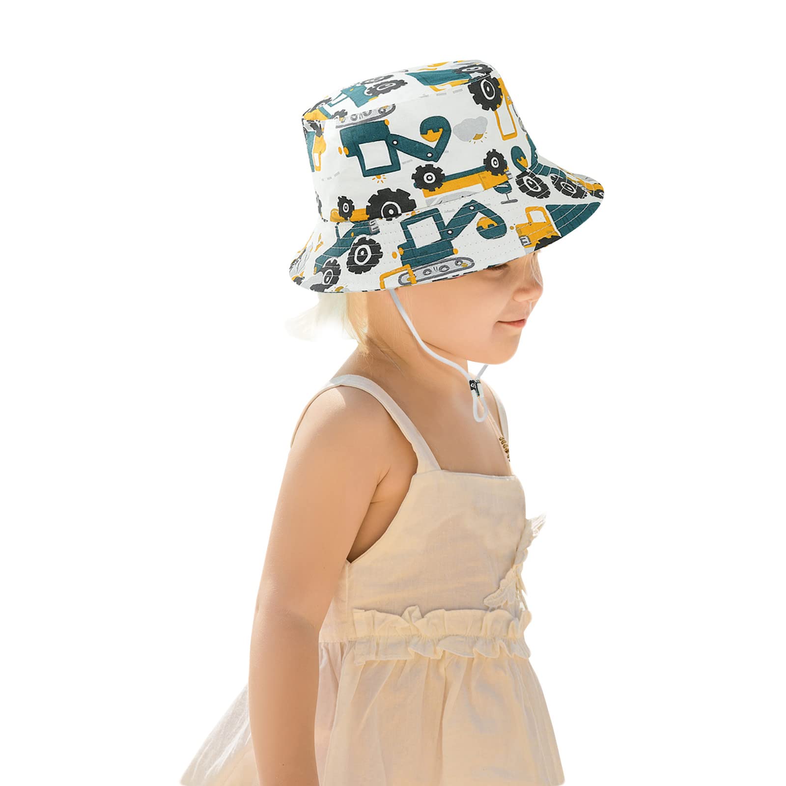 **Boys Summer Bucket Hat with Sun Protection Strap - Adjustable Kids Sun Hat for Outdoor Activities, Beach, Birthday Party & Travel - Green**
