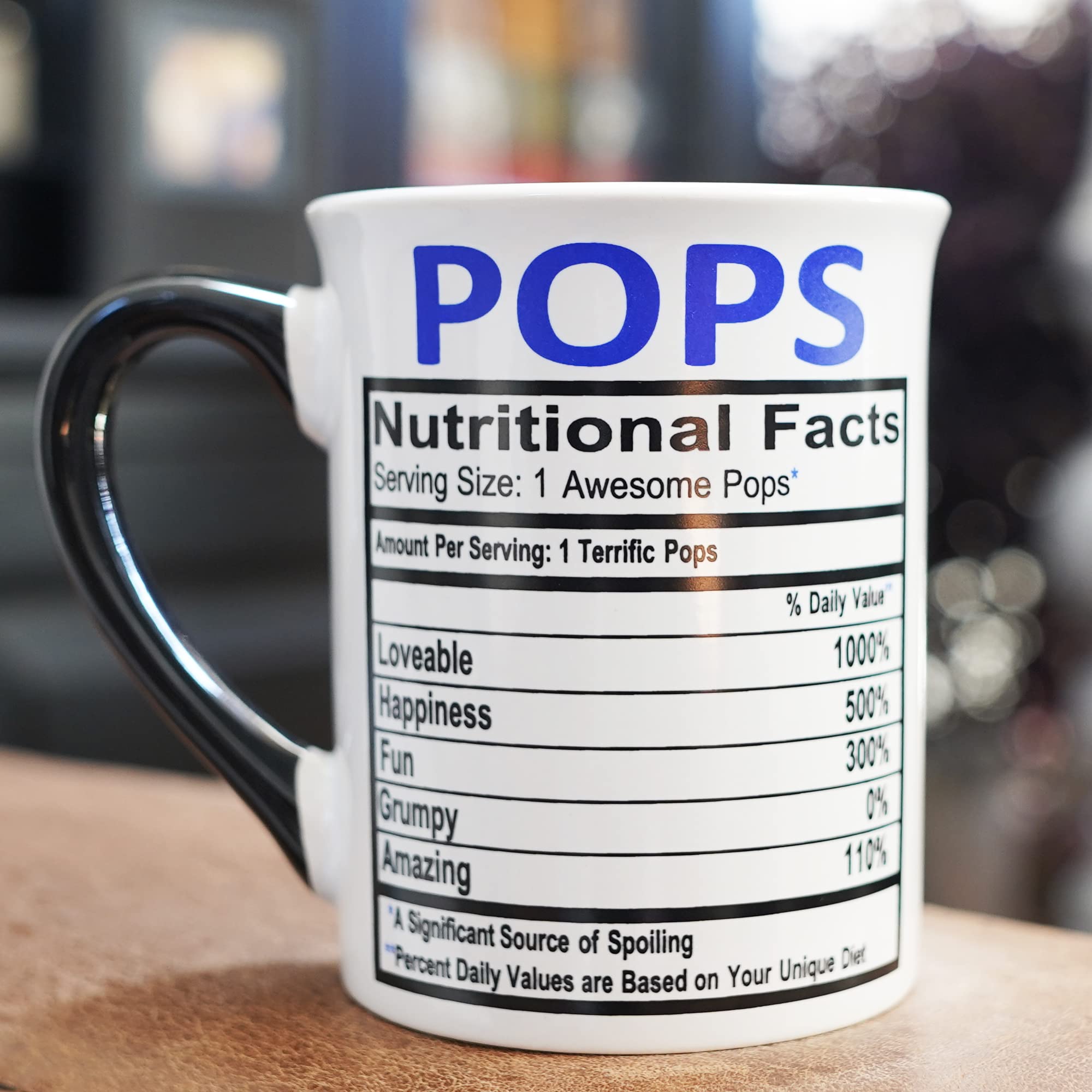 16oz Papa Pops Ceramic Coffee Mug - Unique Gift for Men, Dad & Grandpa - Funny Coffee Cup for Home & Office Use - Perfect Christmas Gift & Coffee Table Decor for Father's Day, Birthday & Retirement