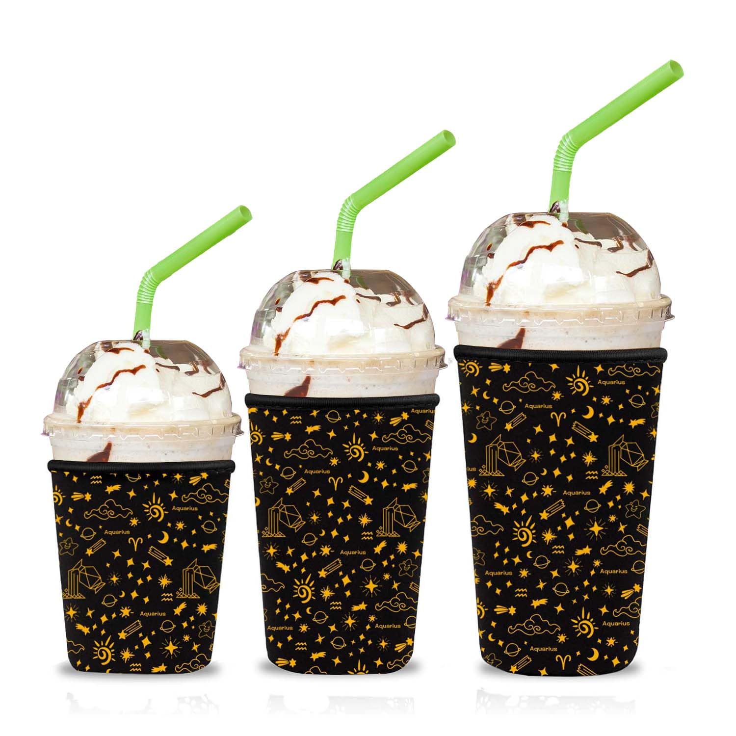 3 Pack Reusable Neoprene Iced Coffee Sleeves - Insulating Cup Holders for Cold Beverages (Fits Starbucks, McDonald's & Dunkin') - Perfect for Iced Coffee, Smoothies & Cold Drinks On-The-Go