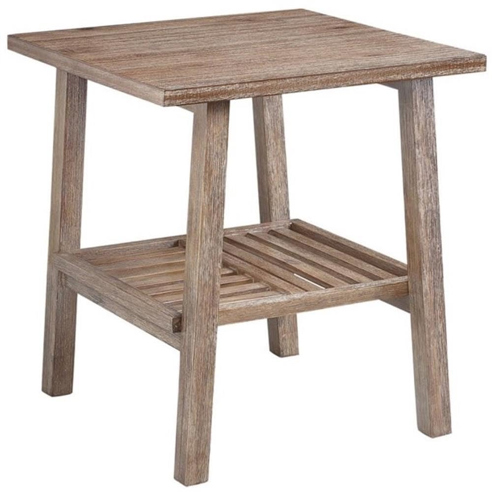 Home Square Sonoma End Table Set of 2 - Distressed Barnwood Finish with Wire-Brush Texture - Perfect for Living Room, Bedroom, or Office Side Tables