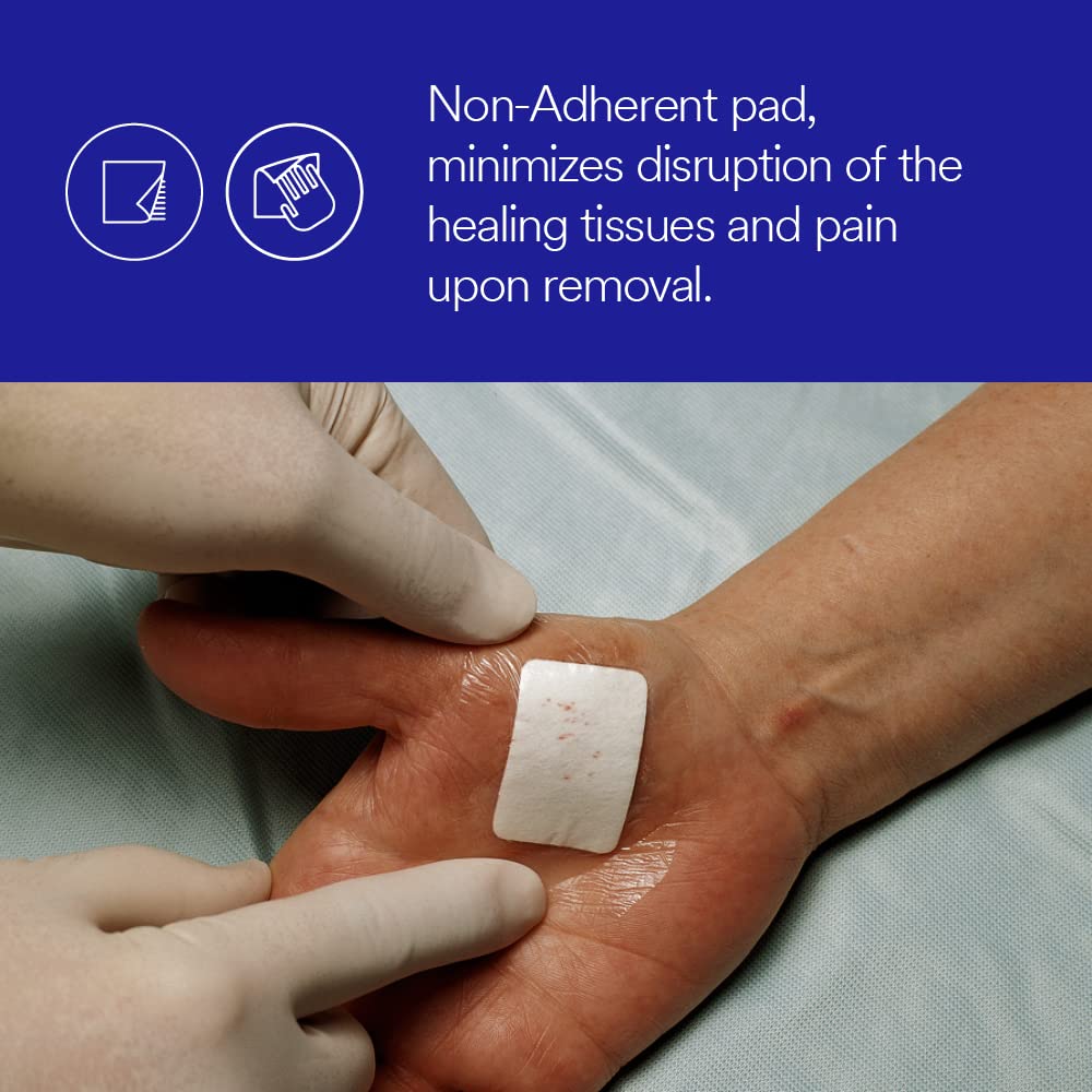 3M Tegaderm + Pad Film Dressing with Non-Adherent Pad - Waterproof Wound Care for Post-Surgery, Burns & Cuts - Ideal for First Aid Kits & Medical Supplies