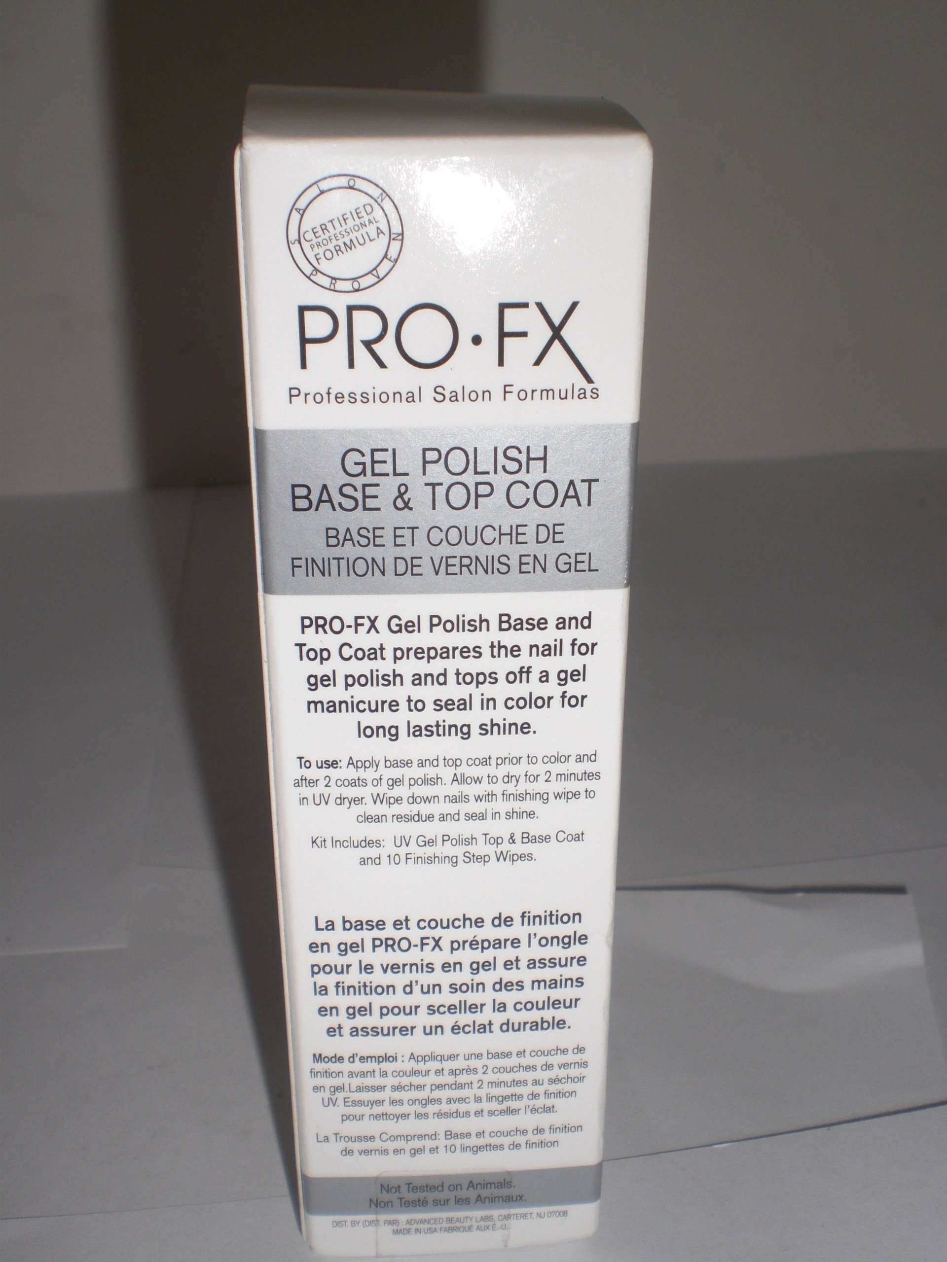 Pro-FX Gel Polish Base & Top Coat Set with 10 Finishing Wipes - Salon Professional Formula for Long-Lasting Nails | Perfect for Manicures, Pedicures & At-Home Nail Care