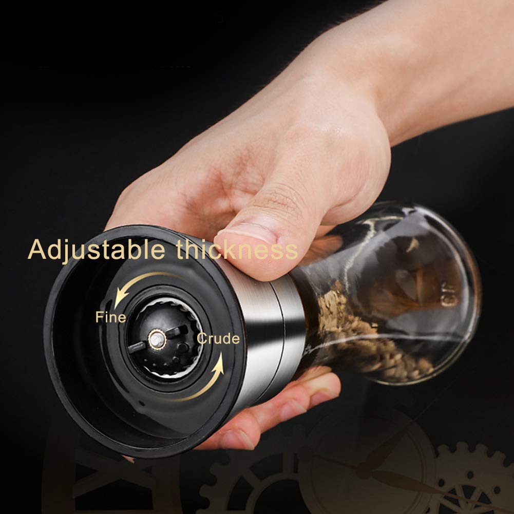 Premium 304 Stainless Steel Pepper Grinder & Salt Mill - Adjustable Coarseness, Kitchen Essential for Freshly Ground Spices, Perfect for Cooking, Dining & Gourmet Seasoning (5.3