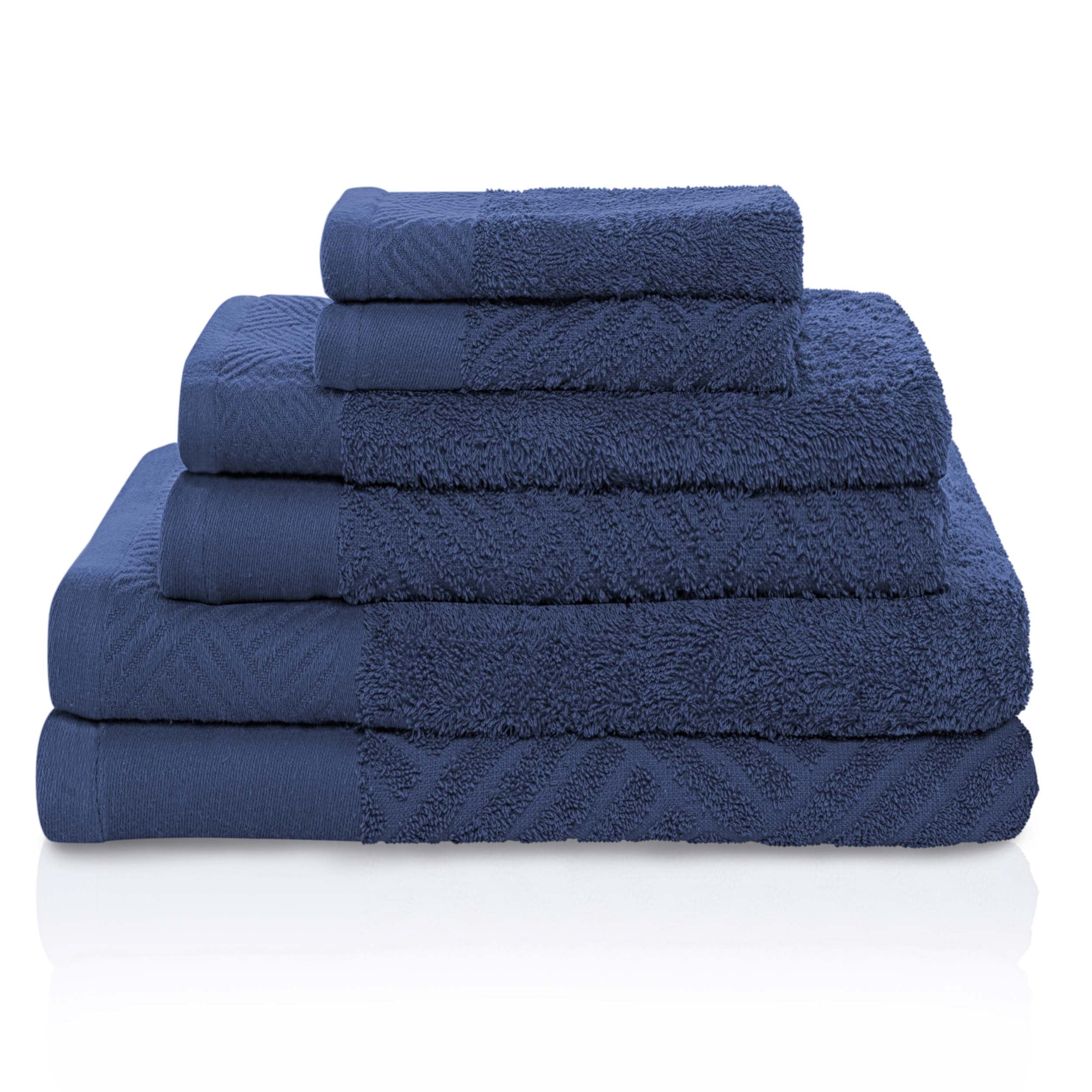 Luxury 6-Piece Egyptian Cotton Towel Set - Basketweave Jacquard & Solid Design - Ultra Soft & Absorbent Bath Towels for Spa, Hotel, or Home Use