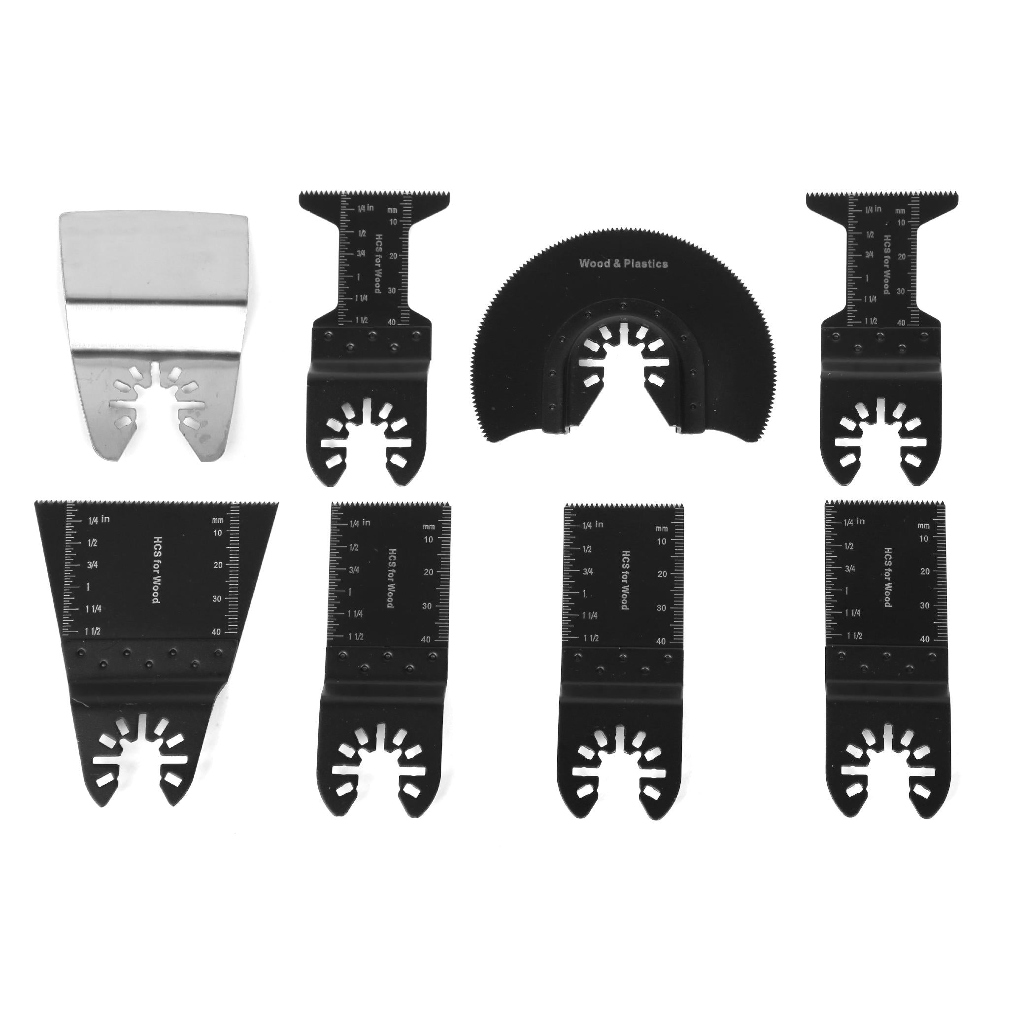 WEN MTB008 8-Piece Oscillating Multi-Tool Blade Set - High Carbon Steel Wood Cutting Blades for DIY Projects, Home Renovation & Woodworking
