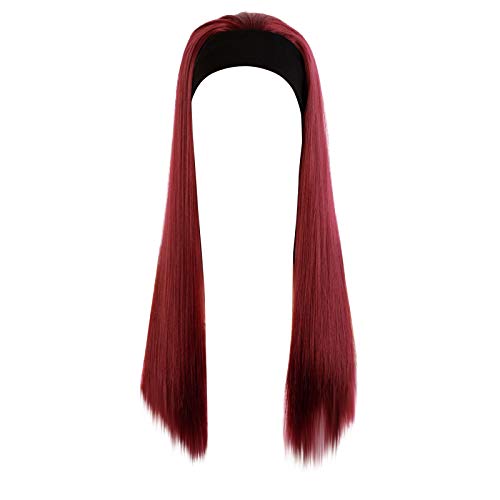 Straight Wig for Women - Real Human Hair Extensions, Long Headband Wig with Chemo Headdress (Size B, One Size) - Perfect for Daily Wear, Cosplay, and Cancer Patients