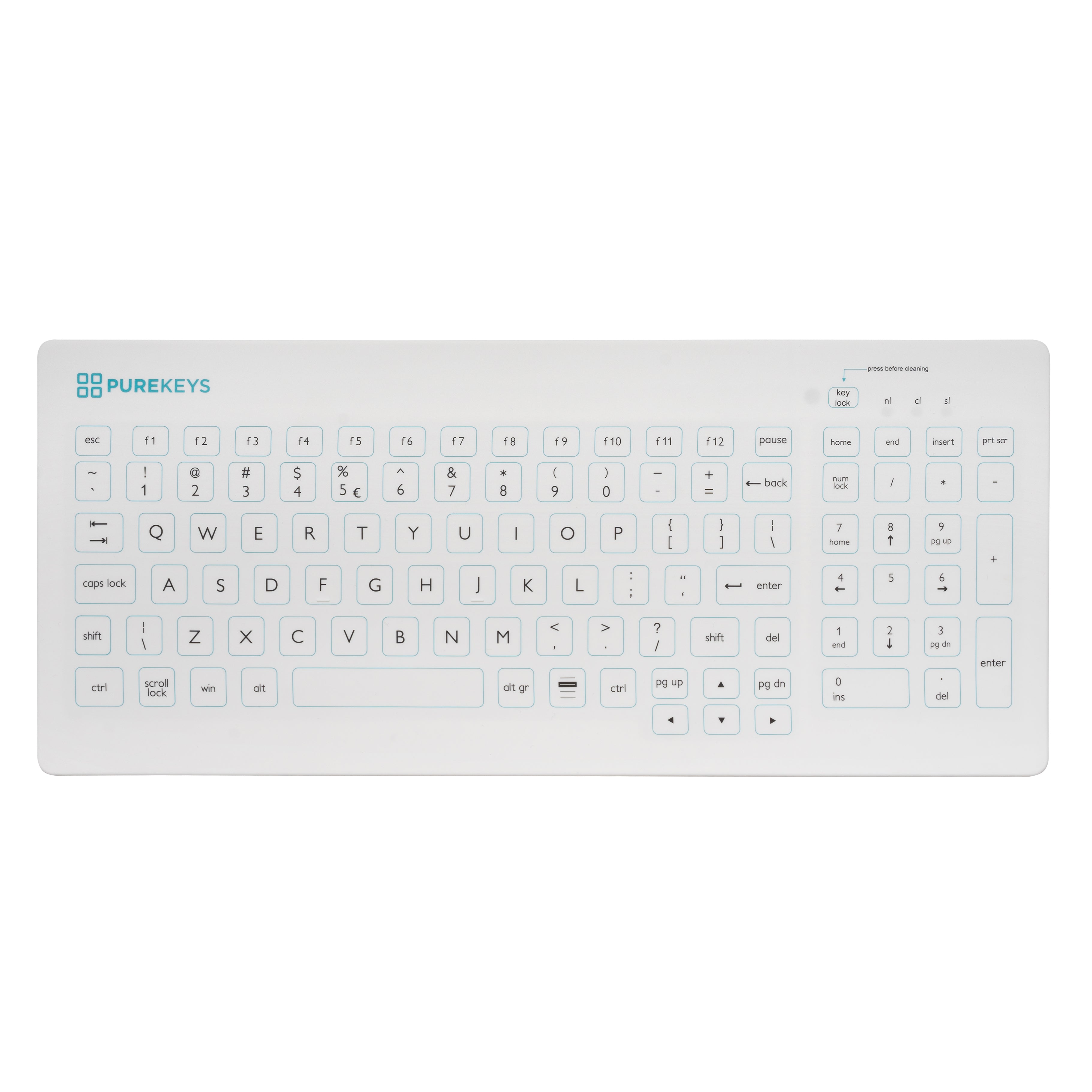 Purekeys Compact Medical Keyboard and Mouse Set - Wired USB, Ergonomic Design for Hospitals & Clinics, Spill-Resistant White Keyboard for Healthcare Professionals